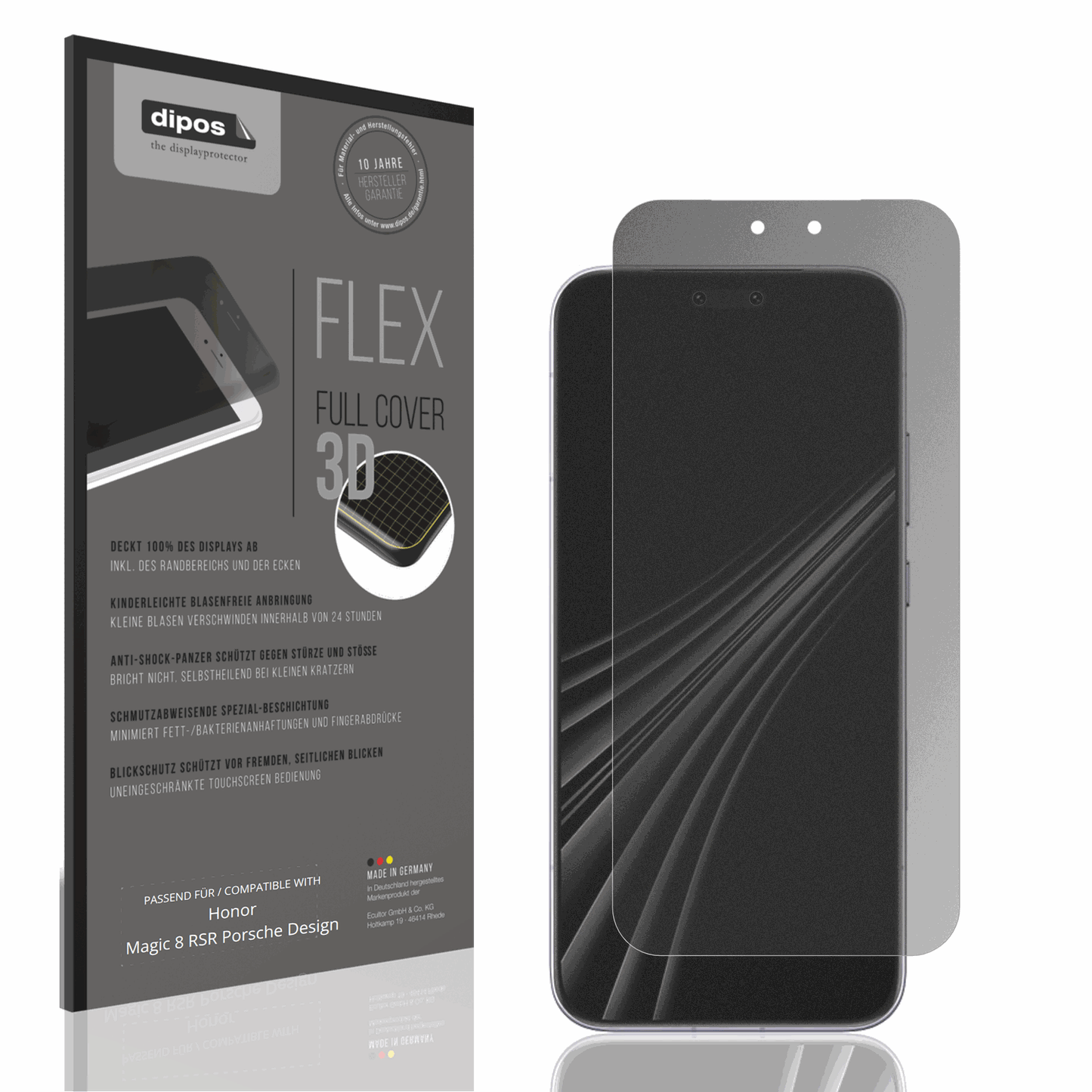 Blickschutzfolie von dipos passend für Honor Magic 8 RSR Porsche Design, 100% Displayabdeckung und blasenfreie Montage