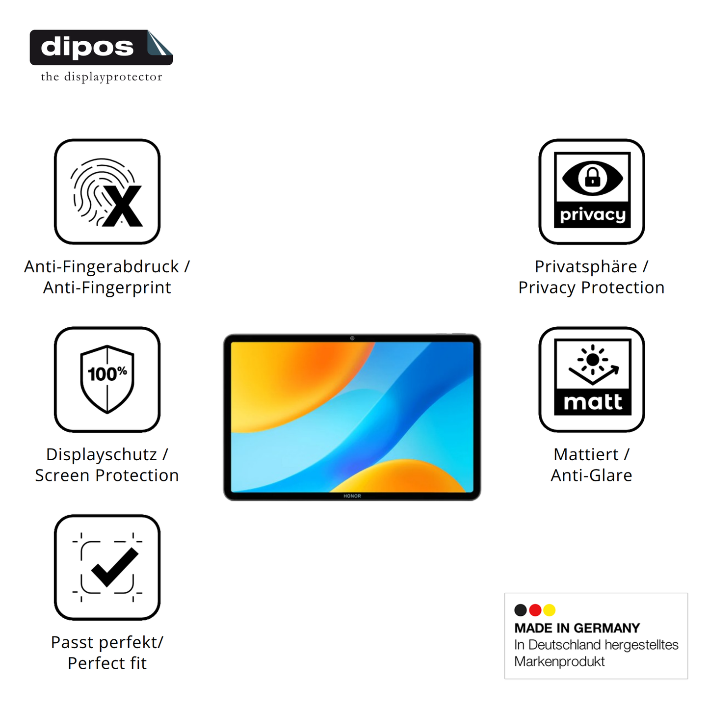 Privatsphäre-Schutz durch Sichtschutz-Folie passend zugeschnitten für honormagicpad 3 pro