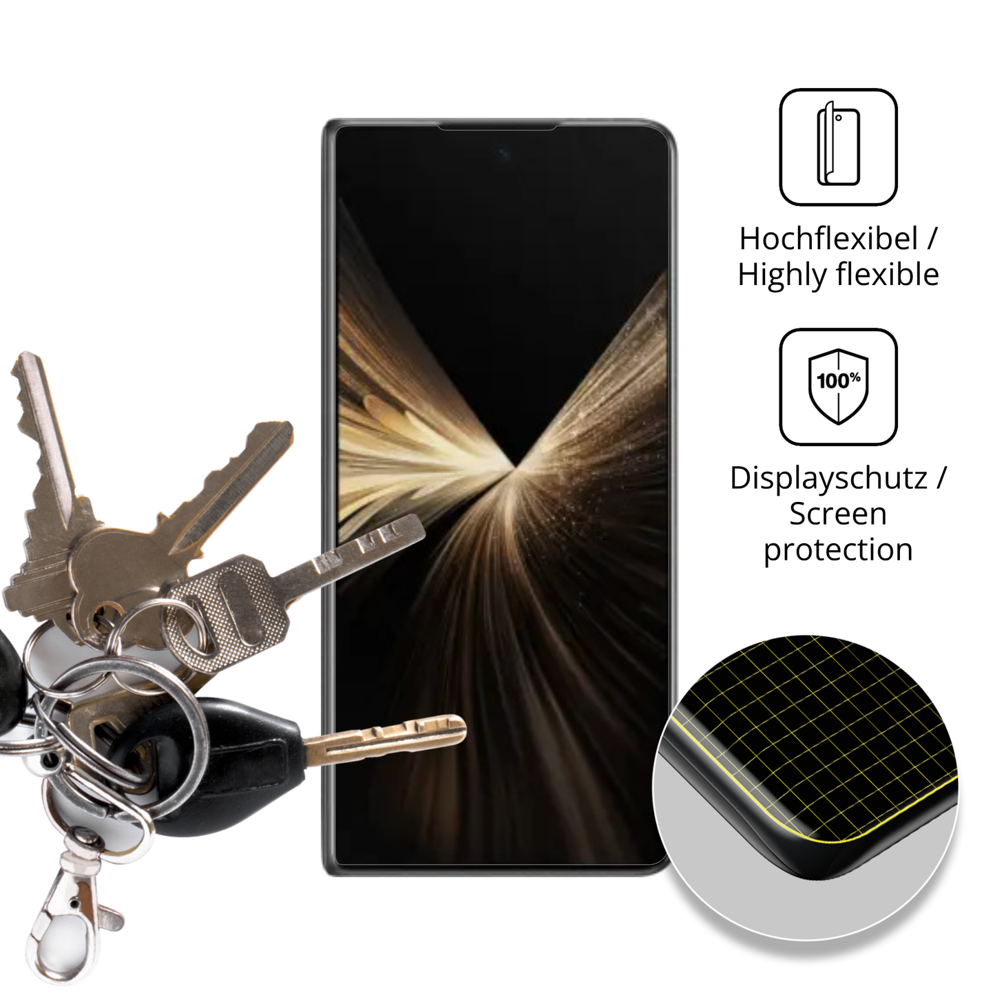 2x 3D Full Cover Schutzfolie für Honor Magic V5 Aussenseite