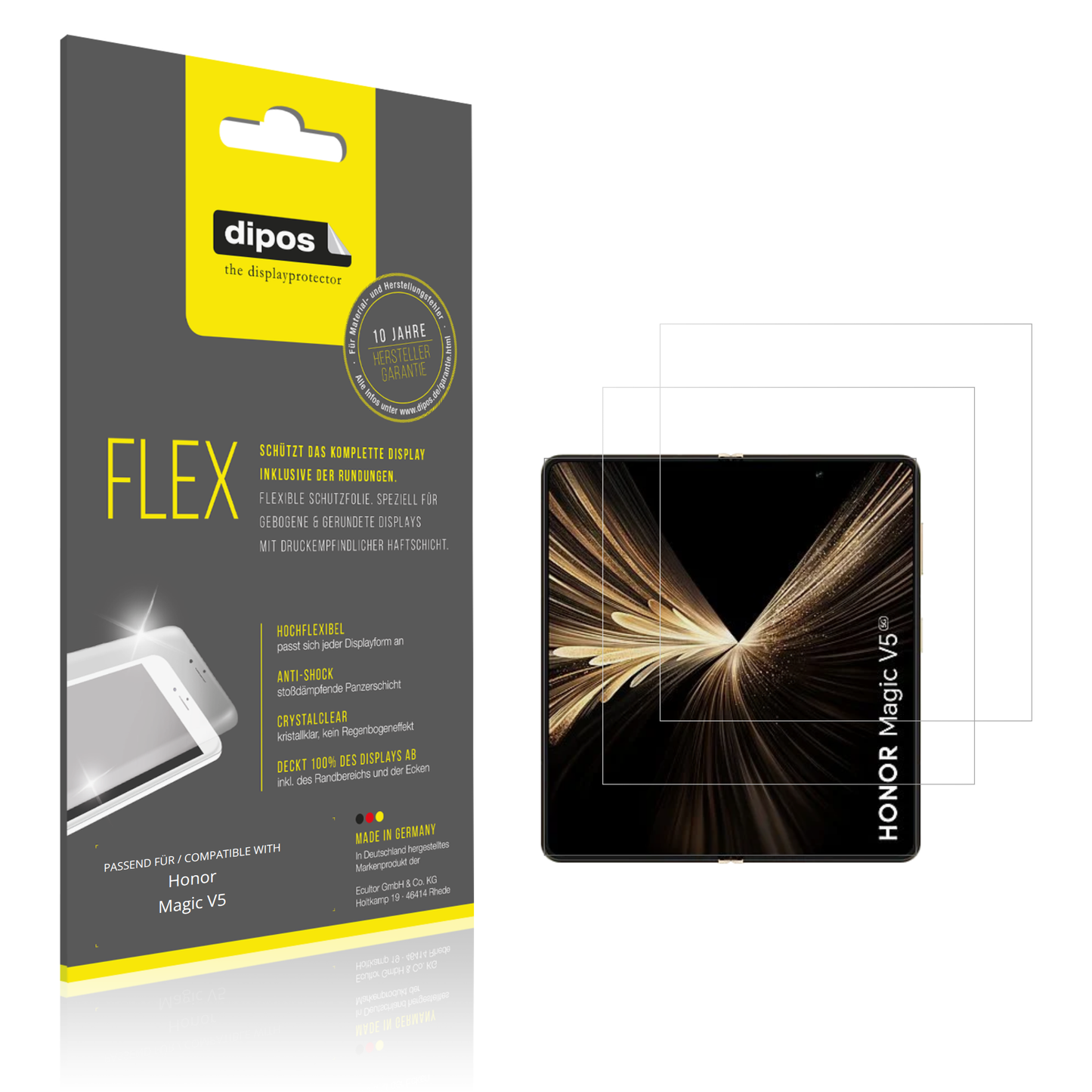 2x 3D Full Cover Schutzfolie für Honor Magic V5 Innenseite