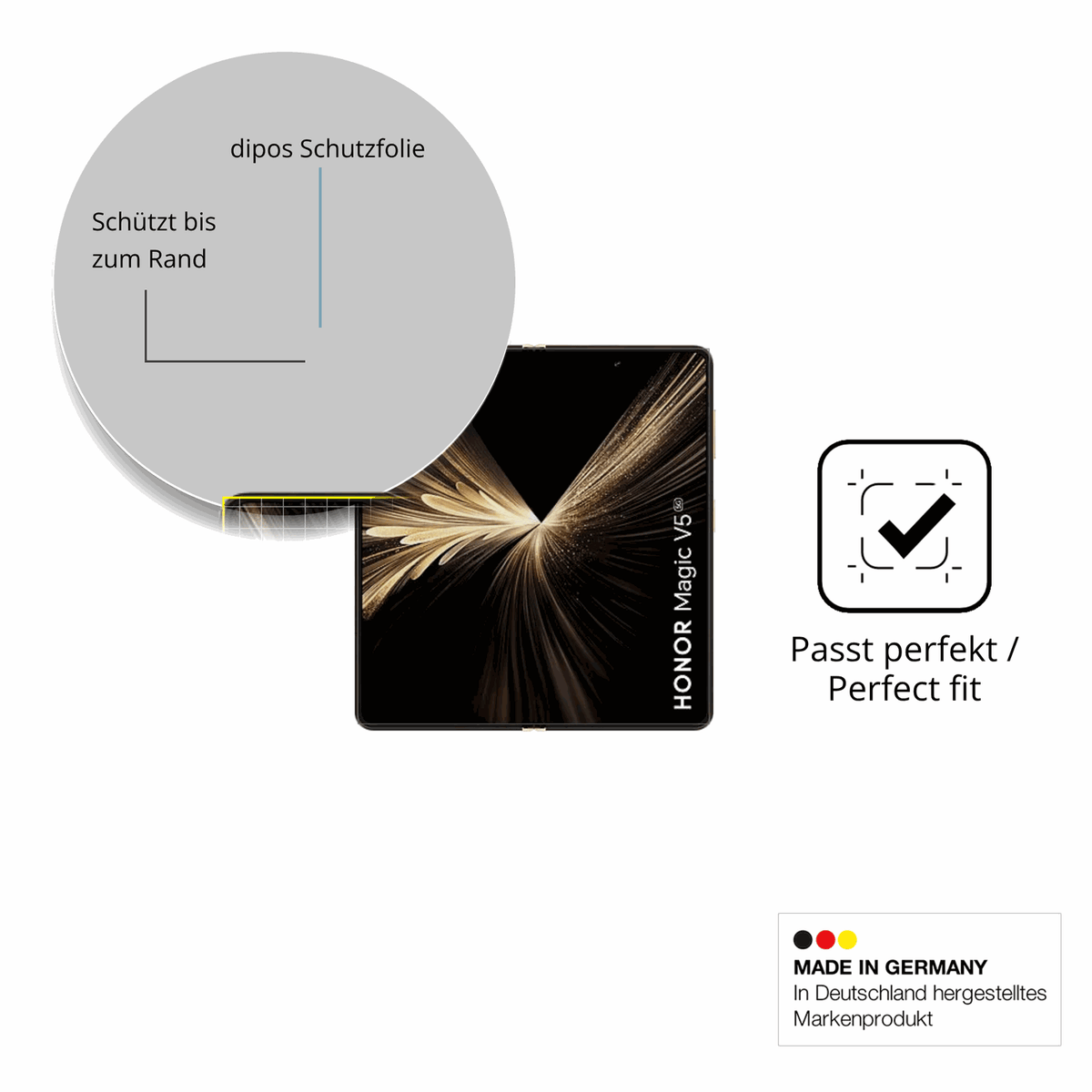 2x Screen Protector for Honor Magic V5 Innenseite Protective Film covers 100%