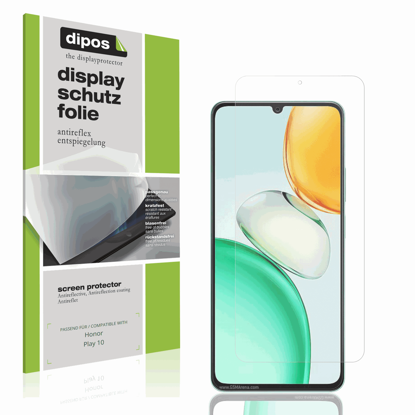 Matte Displayschutzfolie von dipos passend für Honor Play 10, präziser Zuschnitt und blasenfrei montiert