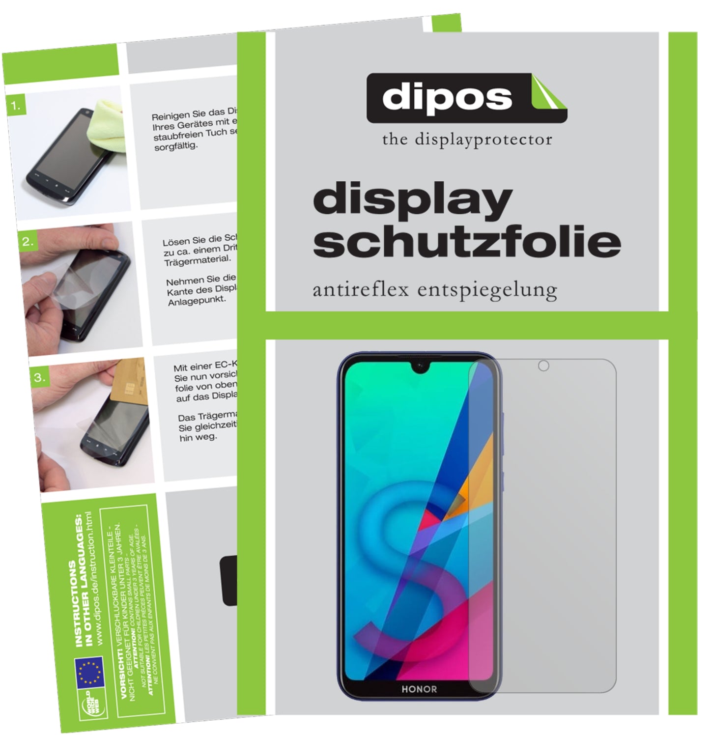 Matte Displayschutzfolie von dipos passend für Honor Play 8, präziser Zuschnitt und blasenfrei montiert