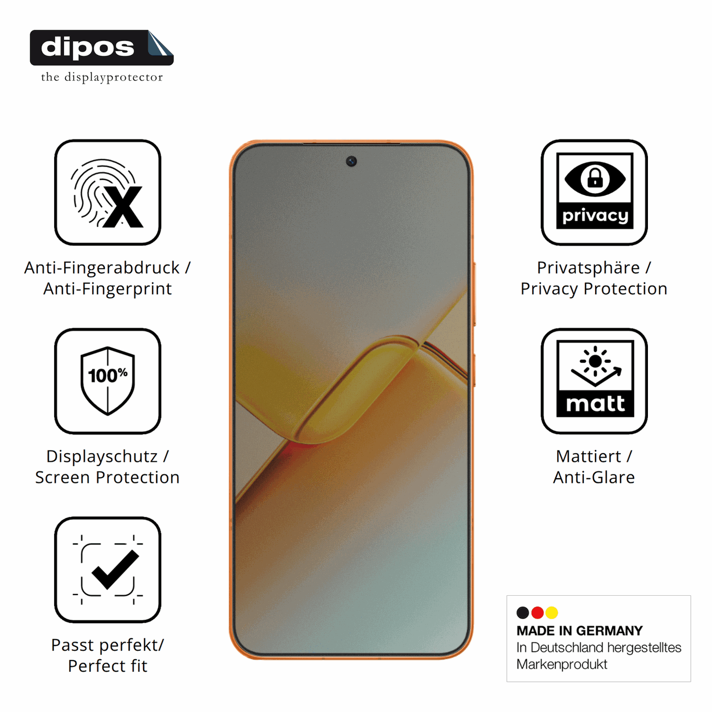 Privatsphäre-Schutz durch Sichtschutz-Folie passend zugeschnitten für Honor Power2