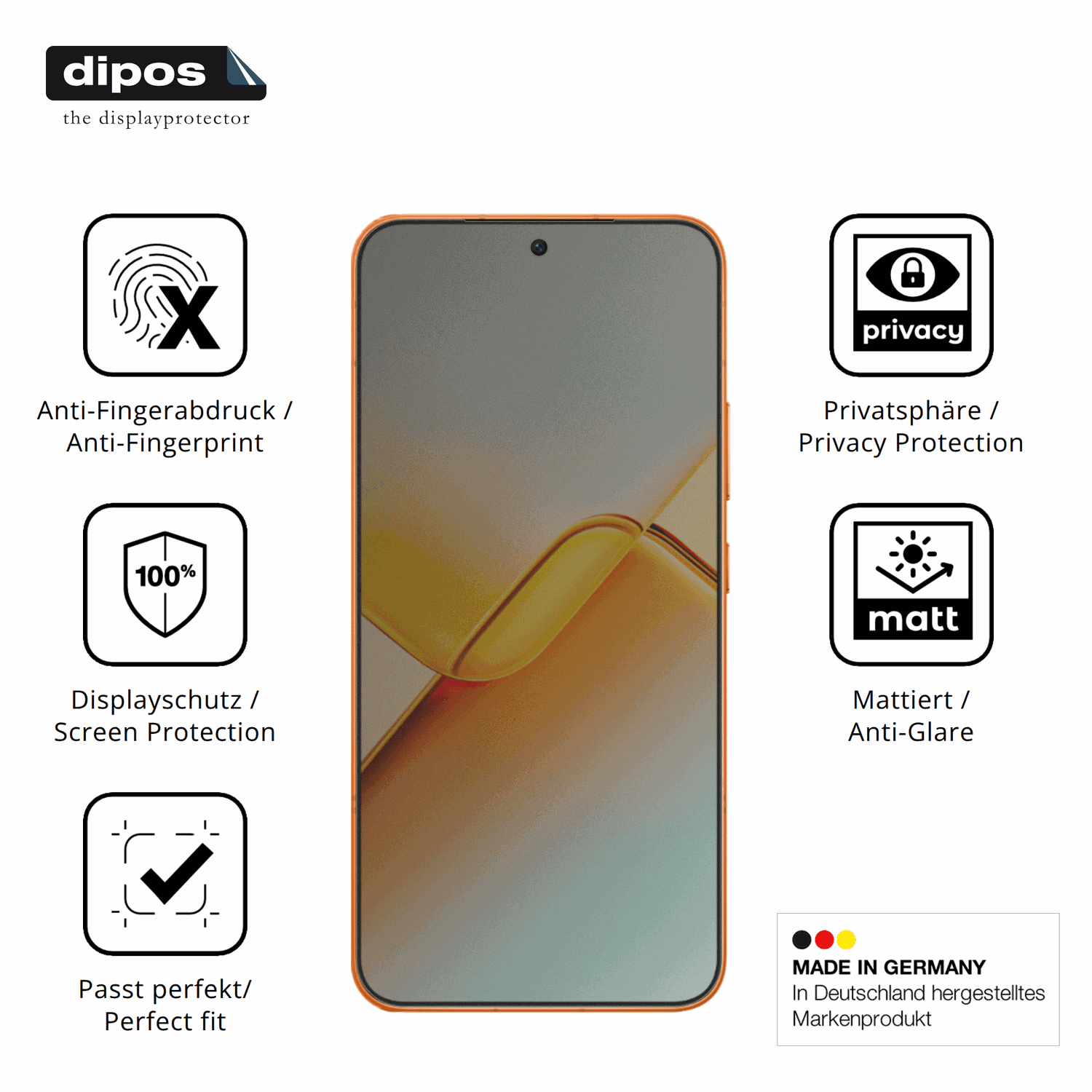 Privatsphäre-Schutz durch Sichtschutz-Folie passend zugeschnitten für Honor Power2