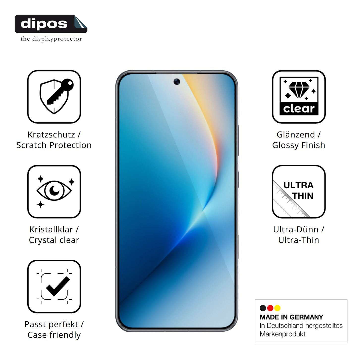 Displayschutz hergestellt in Deutschland, höchste Qualität made in Germany