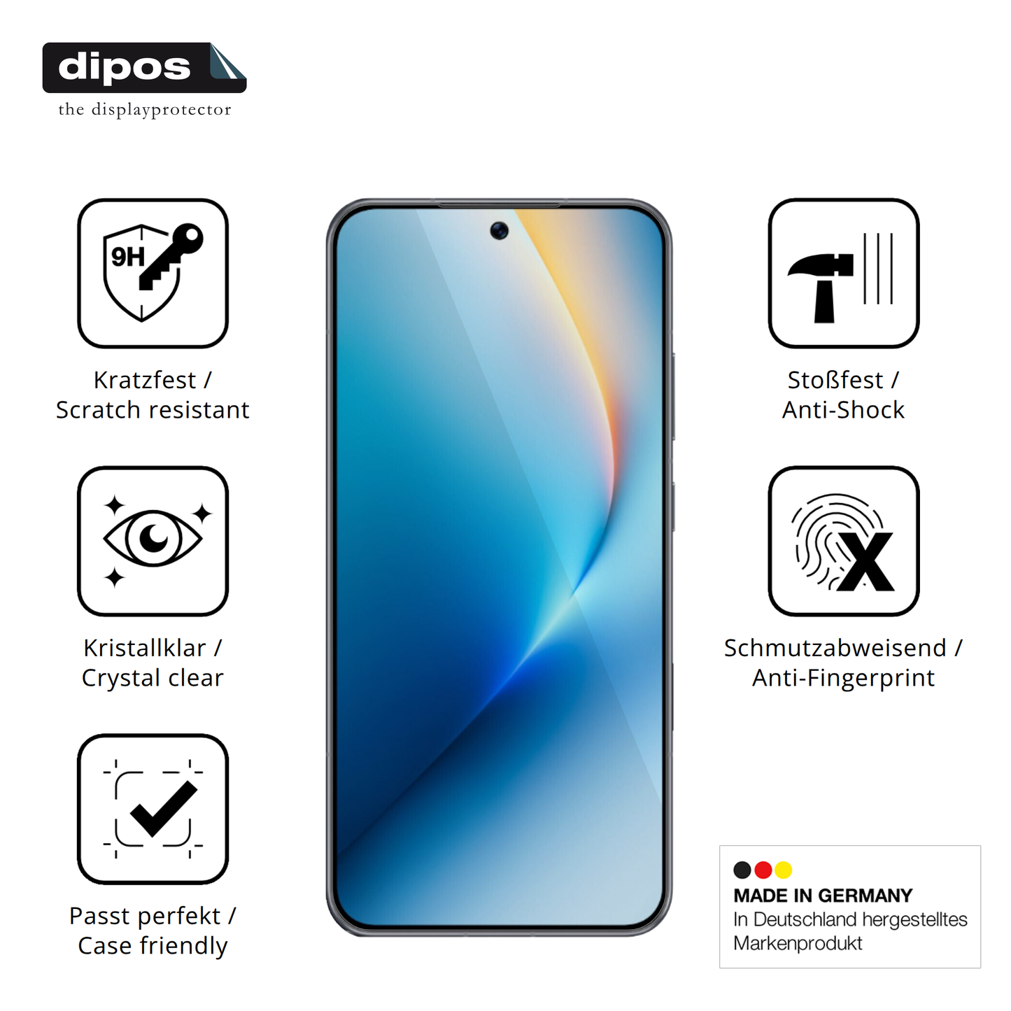 Displayschutz hergestellt in Deutschland, höchste Qualität made in Germany