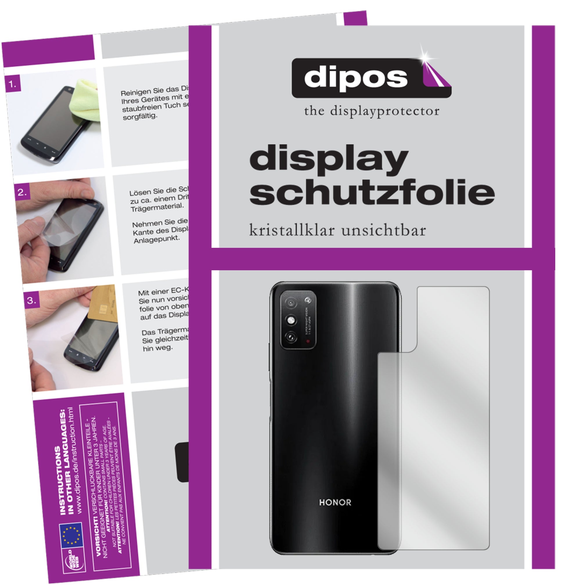 Kristallklare, dünne Schutzfolie: Kratzfest & passgenau für Honor-X10 Max Rückseite