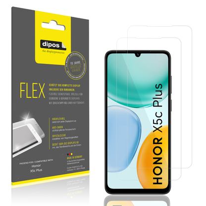 Klare Displayschutzfolie von dipos passend für Honor X5c Plus, 100% Displayabdeckung und blasenfreie Montage