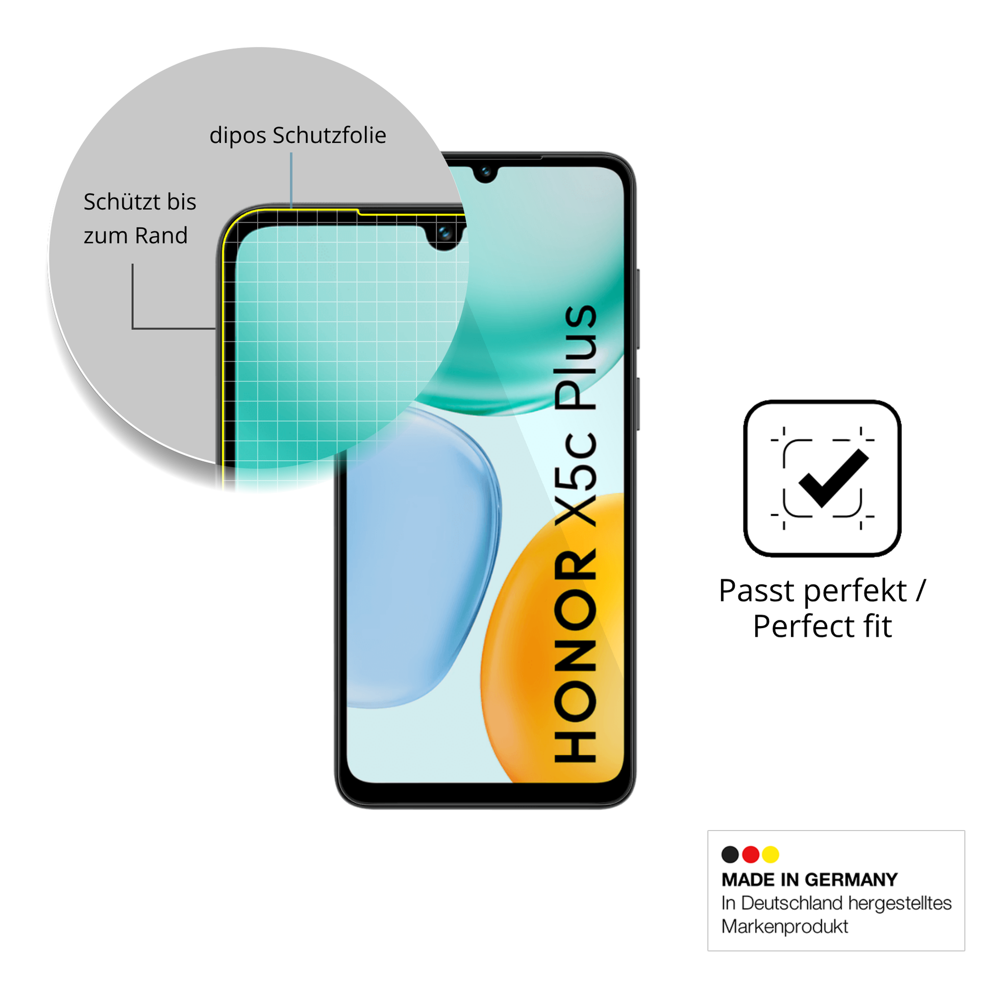 Schutzfolie mit optimaler Passform, zur Verwendung mit Hüllen geeignet