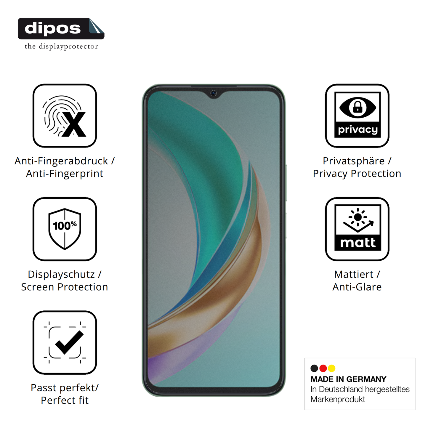 Privatsphäre-Schutz durch Sichtschutz-Folie passend zugeschnitten für Honor X6b Plus