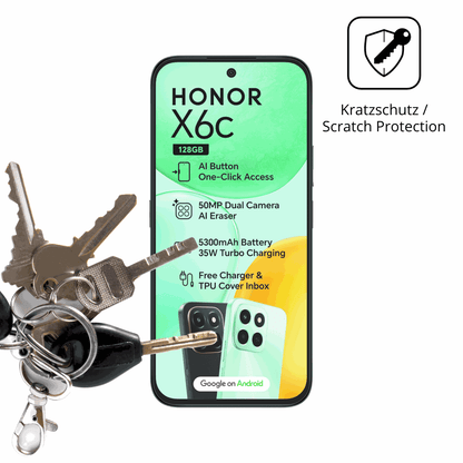 Schutz gegen Kratzer auf dem Honor X6c Glas durch Schlüssel oder Ähnliches