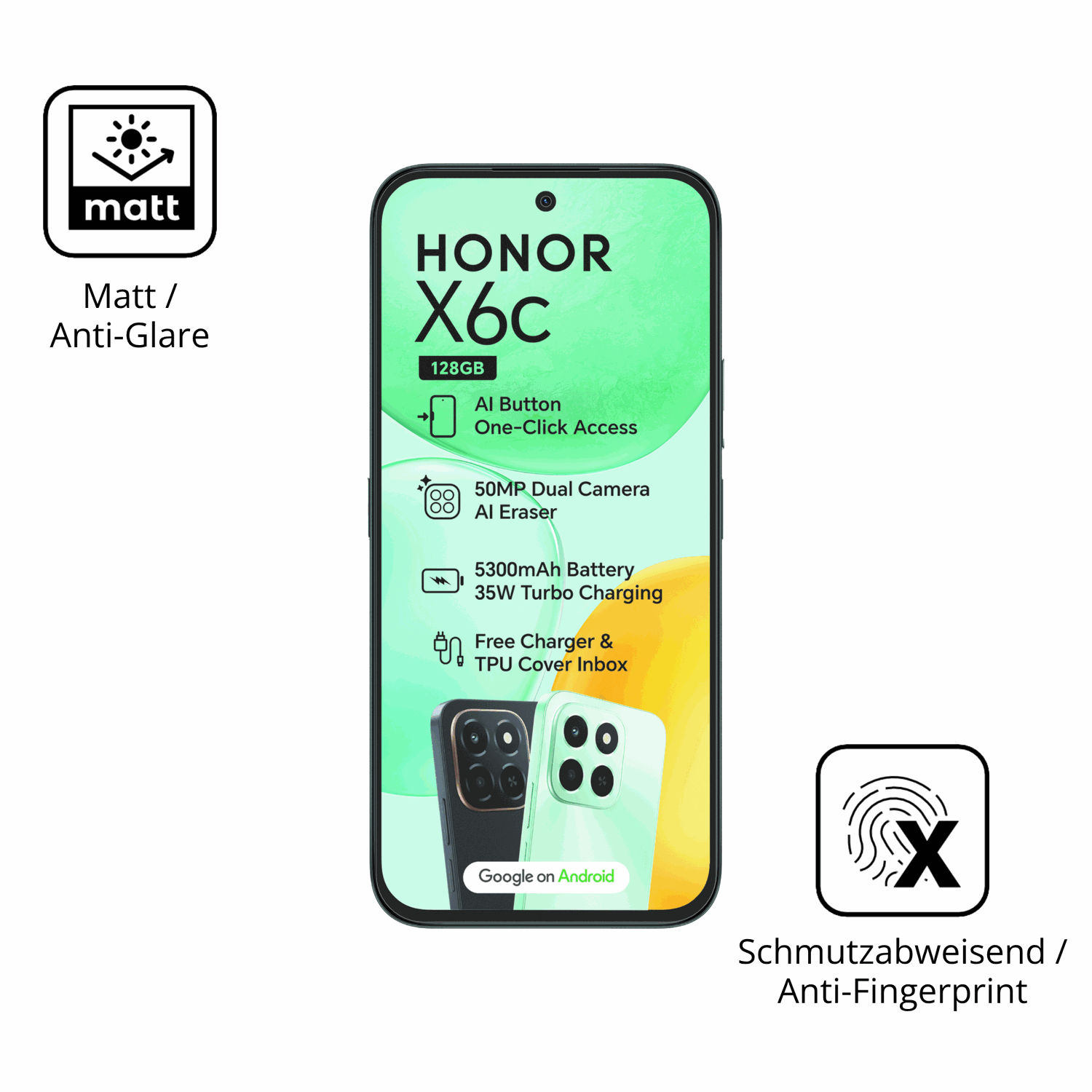 Dünne und entspiegelnde Folie passend zugeschnitten für Honor X6c