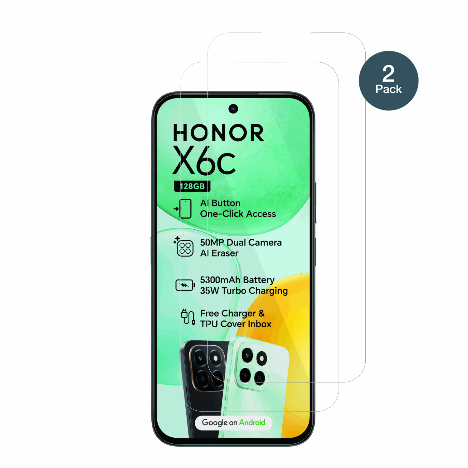 HonorX6c mit aufgebrachter dipos Flex Schutzfolie, glasklare Darstellung ohne Einschränkungen