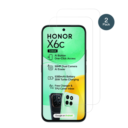 HonorX6c mit aufgebrachter dipos Flex Schutzfolie, glasklare Darstellung ohne Einschränkungen