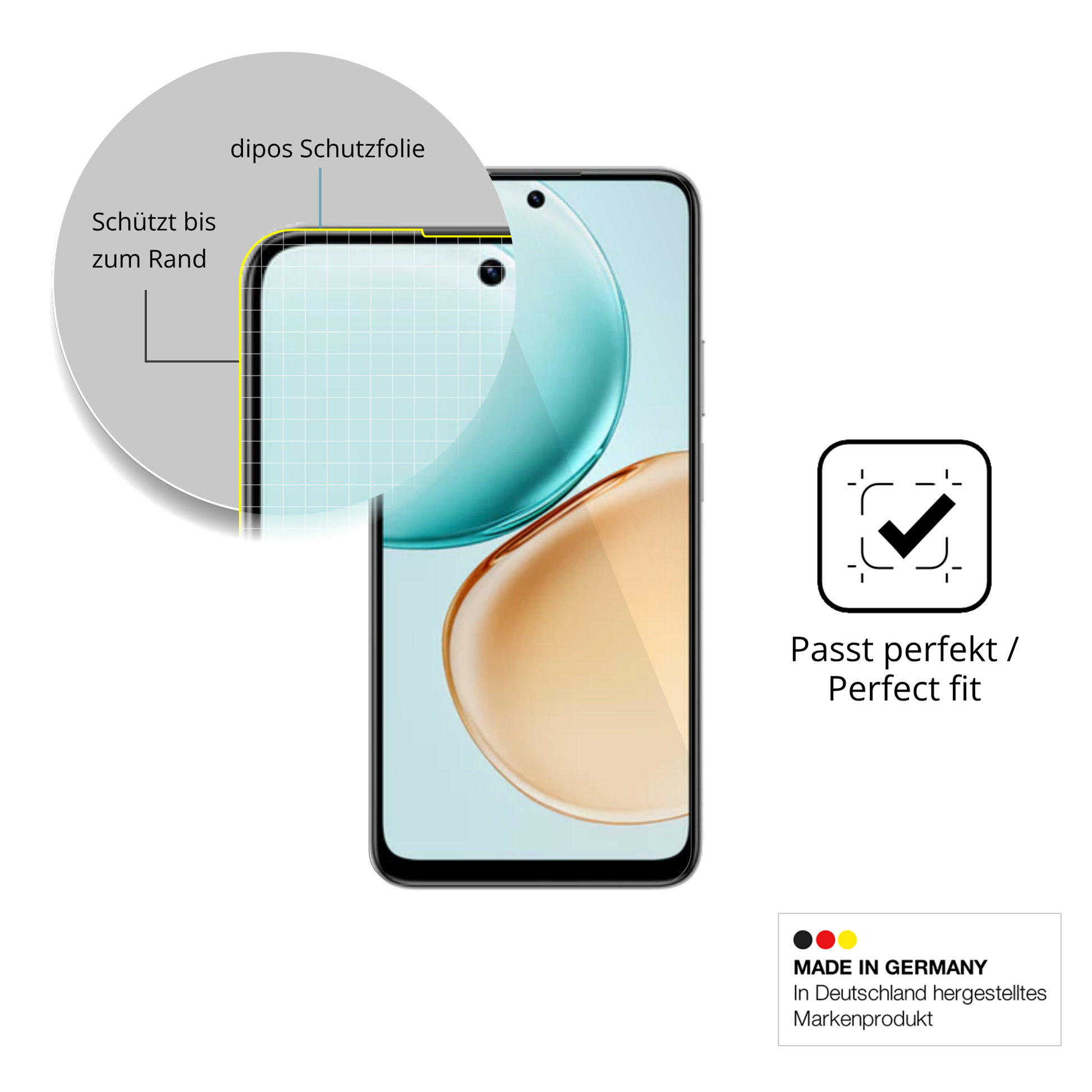 Schutzfolie mit optimaler Passform, zur Verwendung mit Hüllen geeignet