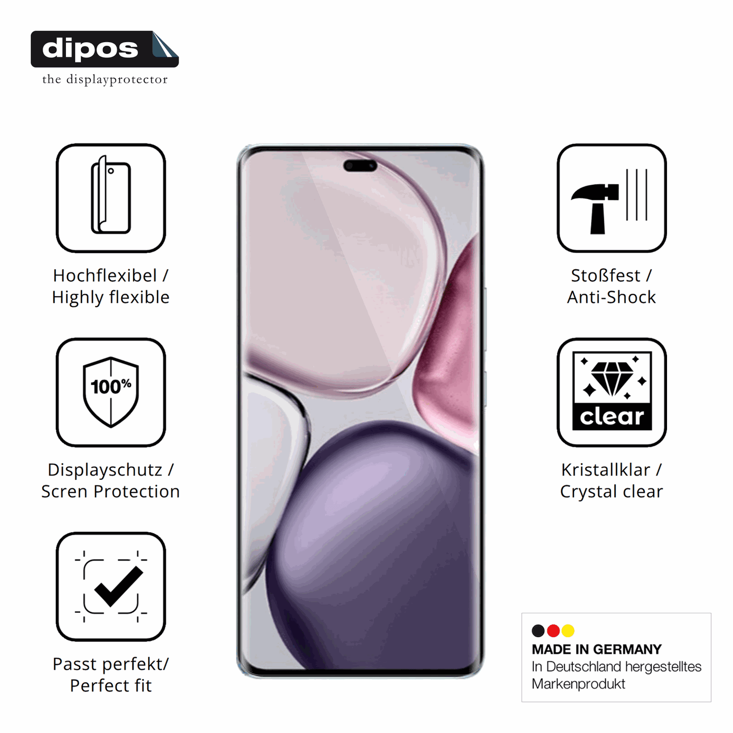 Displayschutz hergestellt in Deutschland, höchste Qualität made in Germany