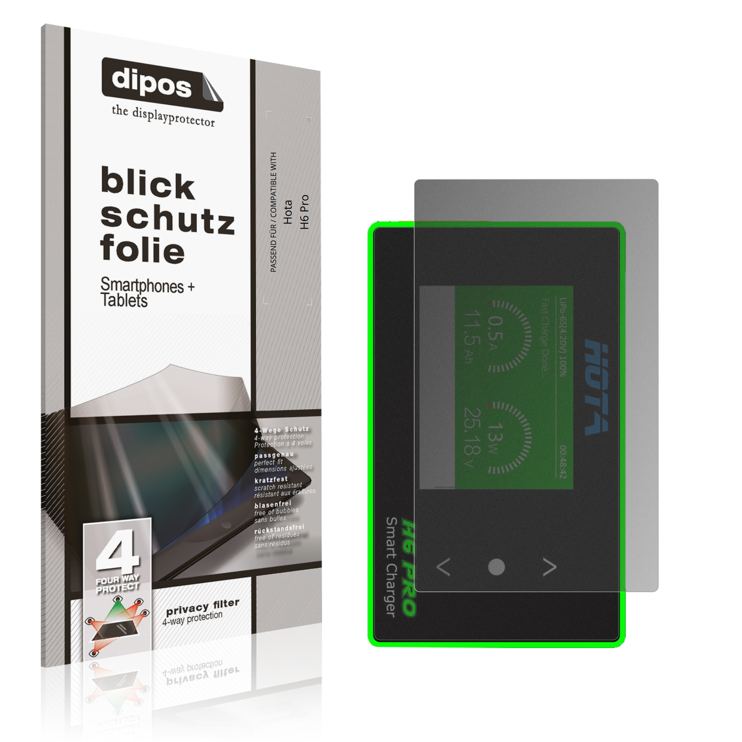 Blickschutzfolie von dipos passend für hotah6 pro, präziser Zuschnitt und blasenfrei montiert