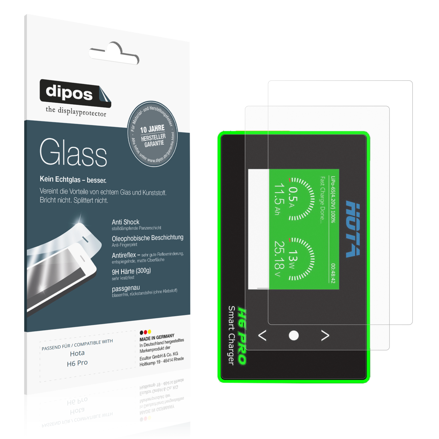 Matte Displayschutzfolie von dipos passend für hotah6 pro, 9H kratzfest und blasenfrei montiert