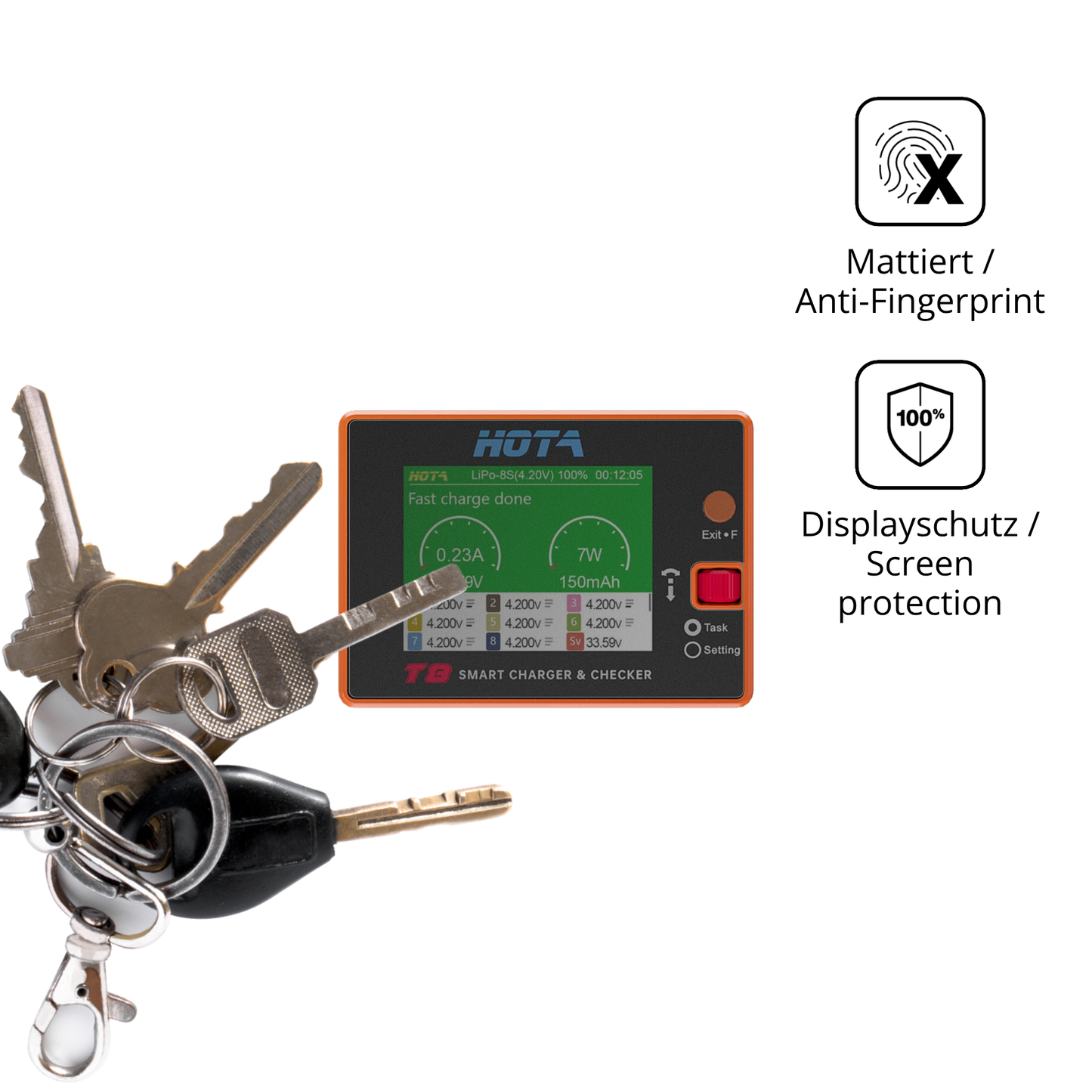 dipos Displayschutz für hotat8, mattierte Oberfläche, Blickschutzfilter und perfekter Passform