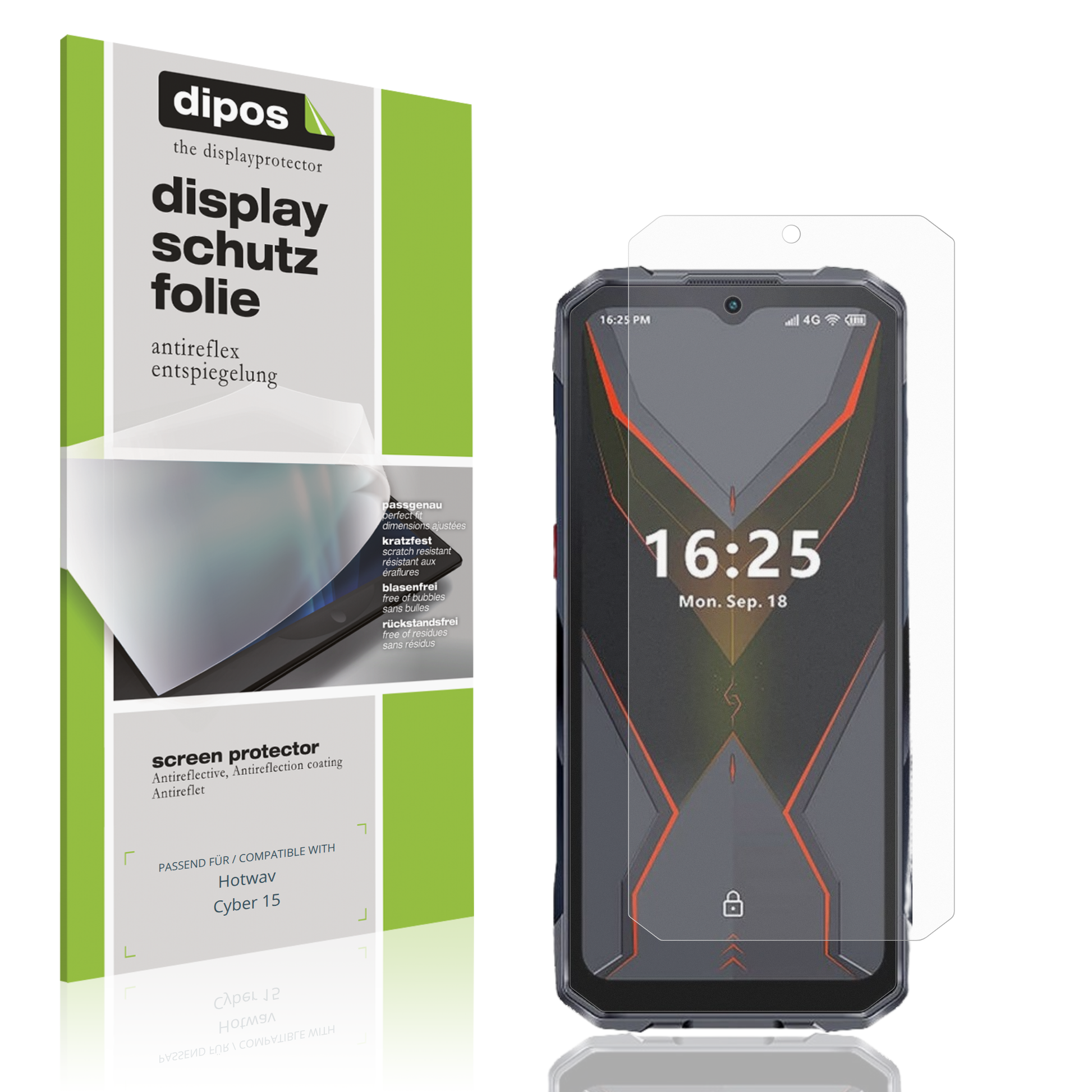 Matte Displayschutzfolie von dipos passend für Hotwav Cyber 15, präziser Zuschnitt und blasenfrei montiert