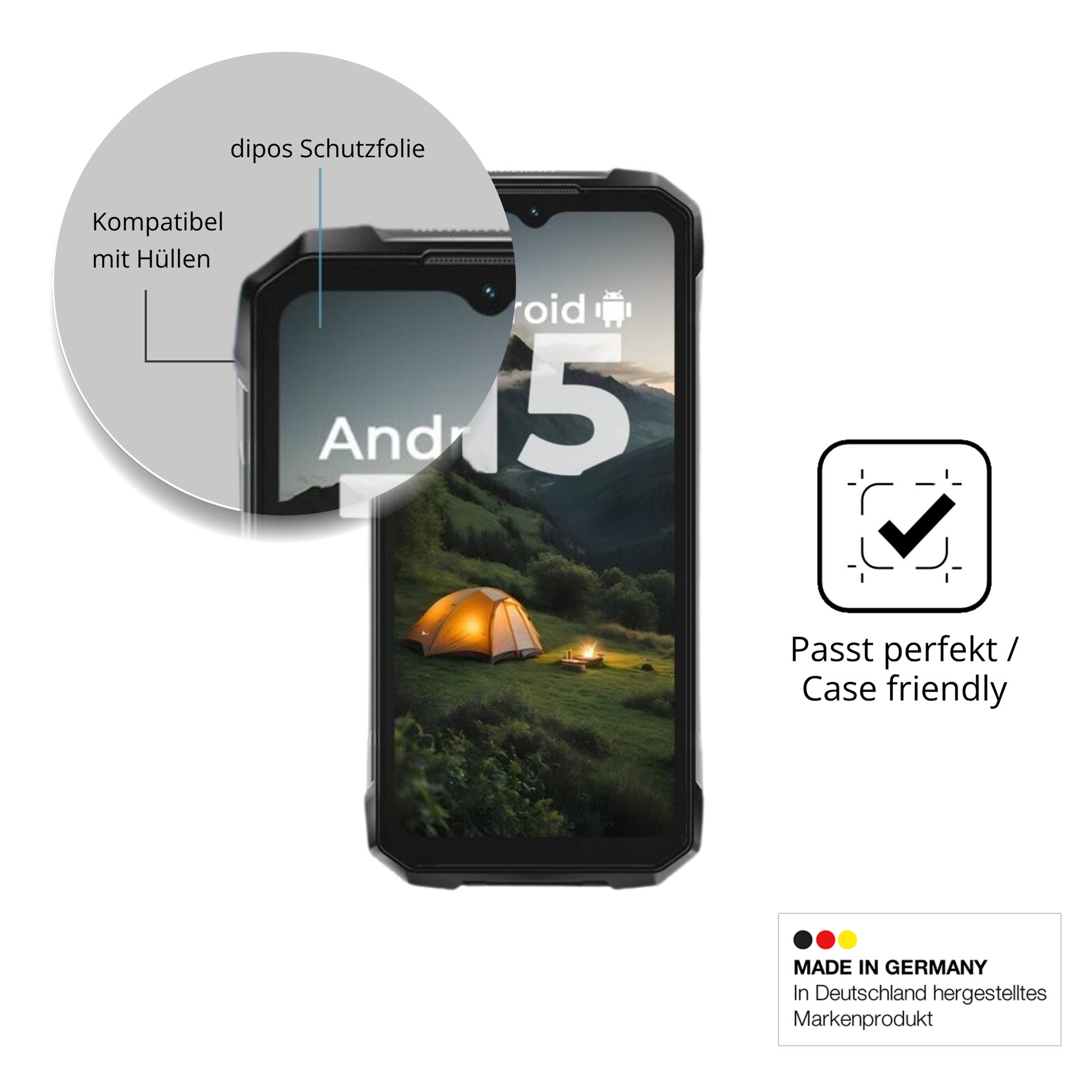 Schutzfolie mit optimaler Passform, zur Verwendung mit Hüllen geeignet