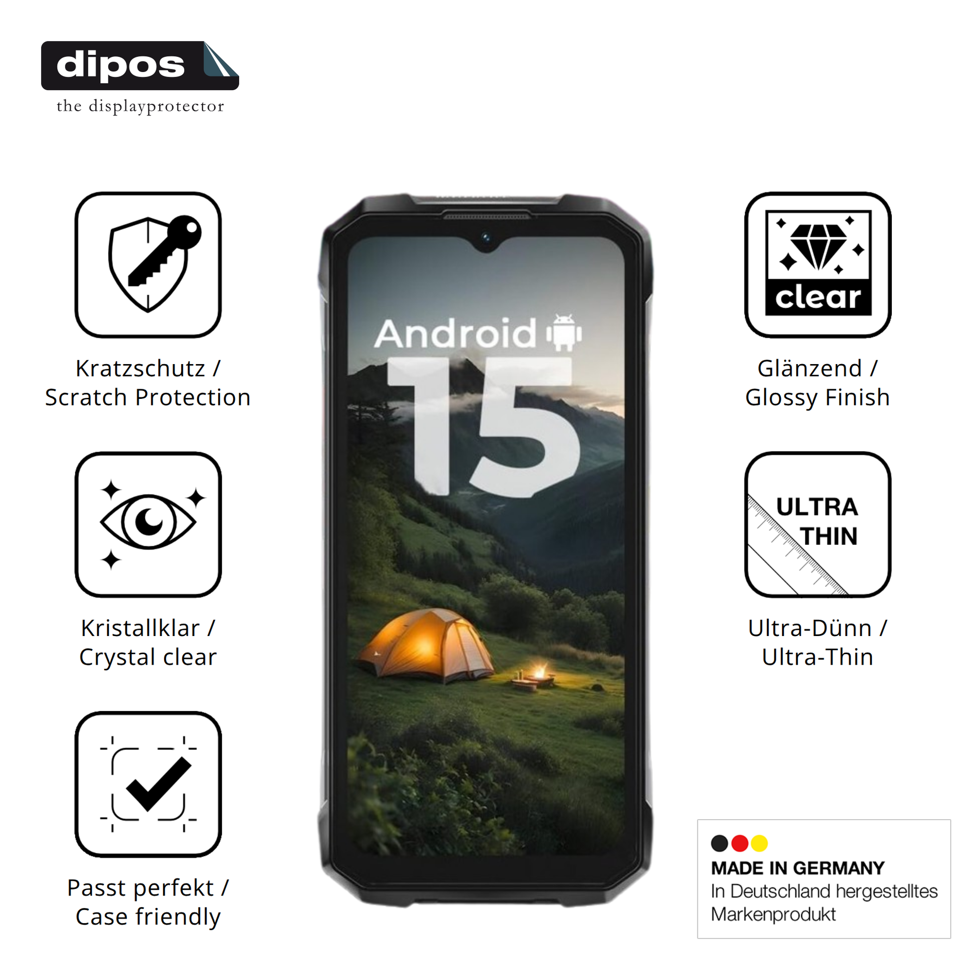 Displayschutz hergestellt in Deutschland, höchste Qualität made in Germany