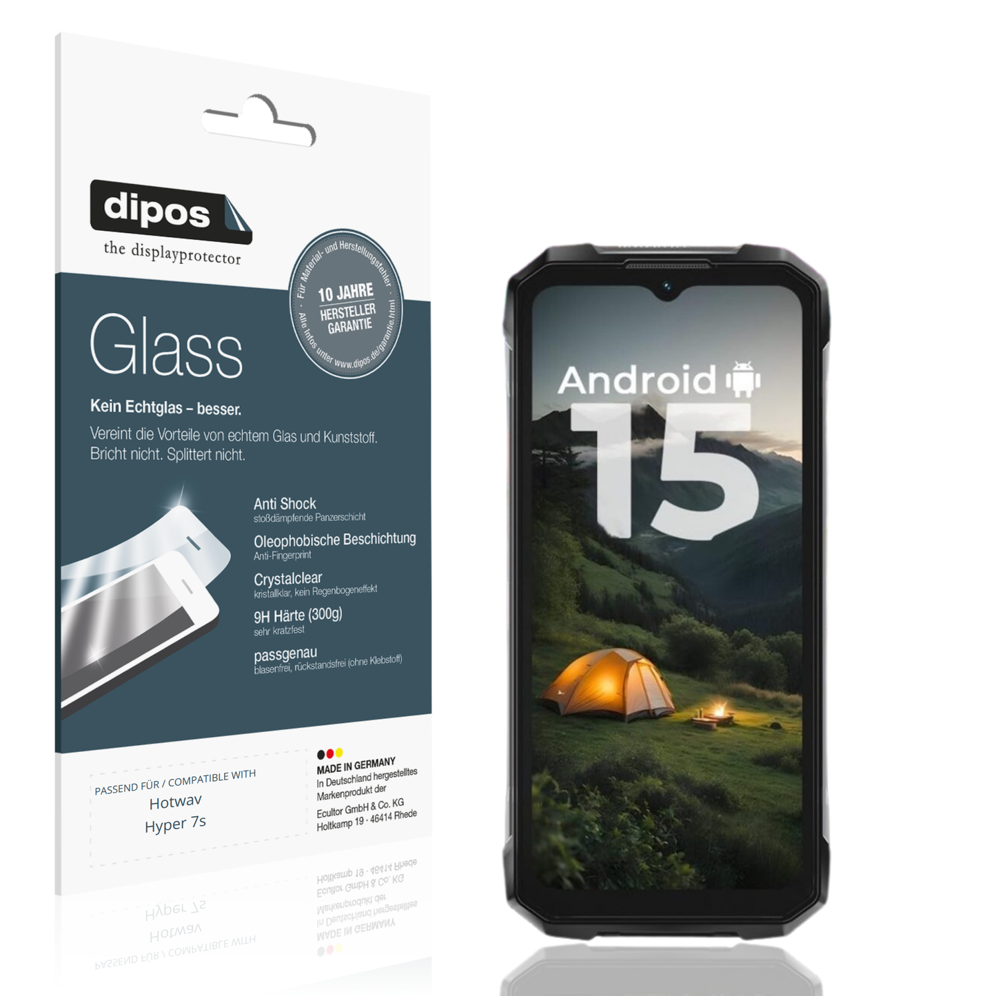 Klare Displayschutzfolie von dipos passend für Hotwav Hyper 7s, 9H kratzfest und blasenfrei montiert