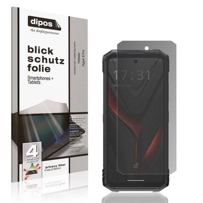 Blickschutzfolie von dipos passend für Hotwav Hyper 8 Pro, präziser Zuschnitt und blasenfrei montiert