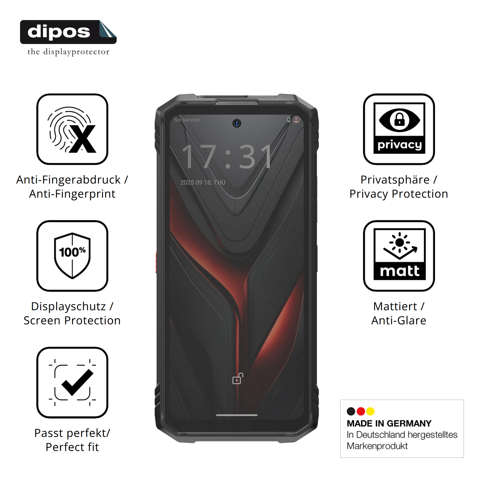 Privatsphäre-Schutz durch Sichtschutz-Folie passend zugeschnitten für Hotwav Hyper 8 Ultra