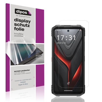 Klare Displayschutzfolie von dipos passend für Hotwav Hyper 8 Ultra, präziser Zuschnitt und blasenfrei montiert