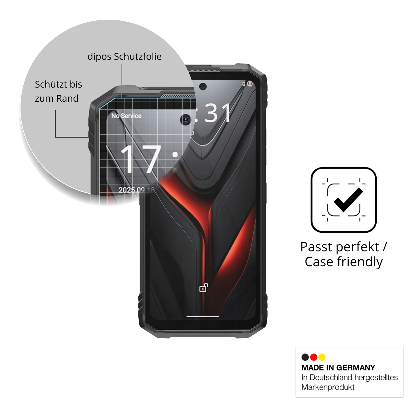 Besonders flexibler Displayschutz mit Anti-Shock-Schicht im Materialmix