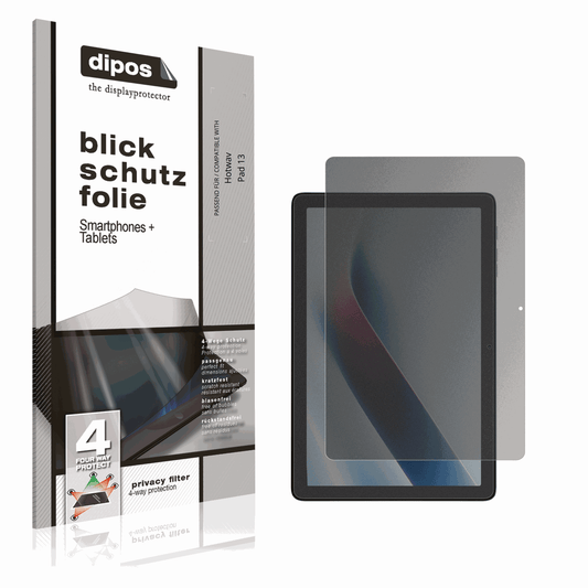 Blickschutzfolie von dipos passend für Hotwav Pad 13, präziser Zuschnitt und blasenfrei montiert