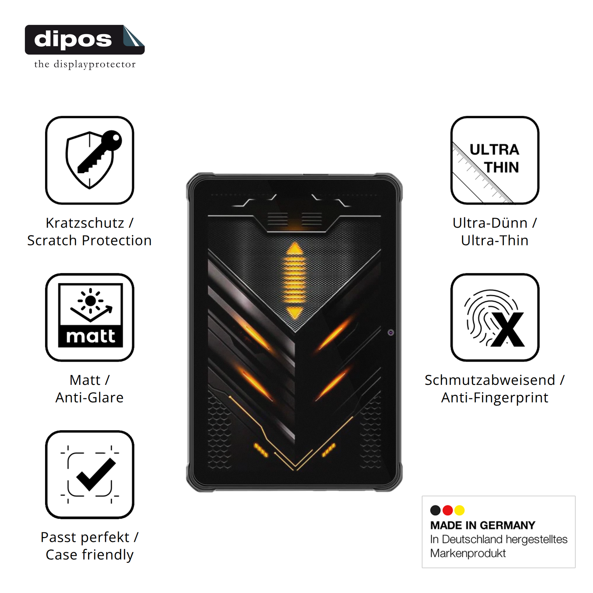 Displayschutz hergestellt in Deutschland, höchste Qualität made in Germany