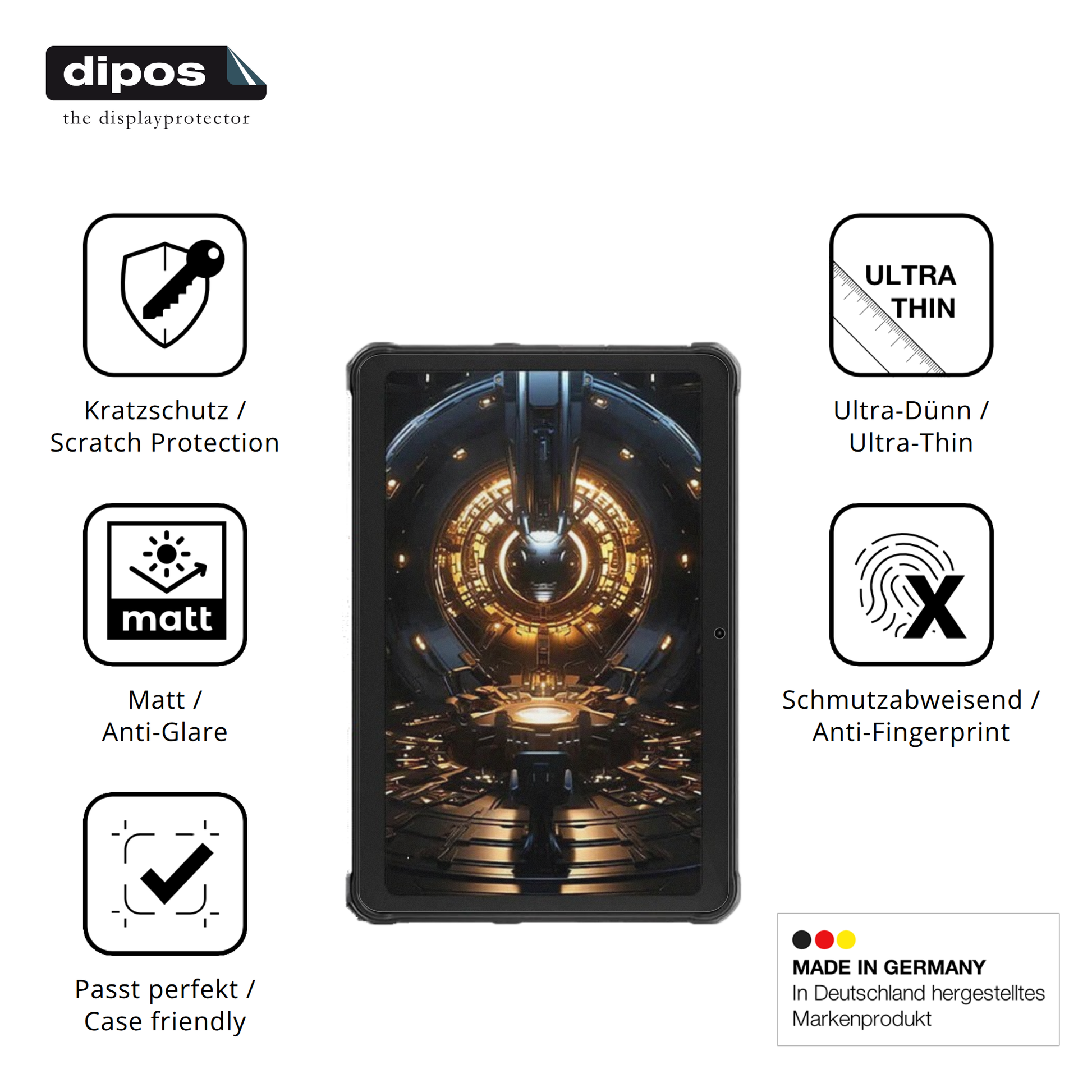 Displayschutz hergestellt in Deutschland, höchste Qualität made in Germany