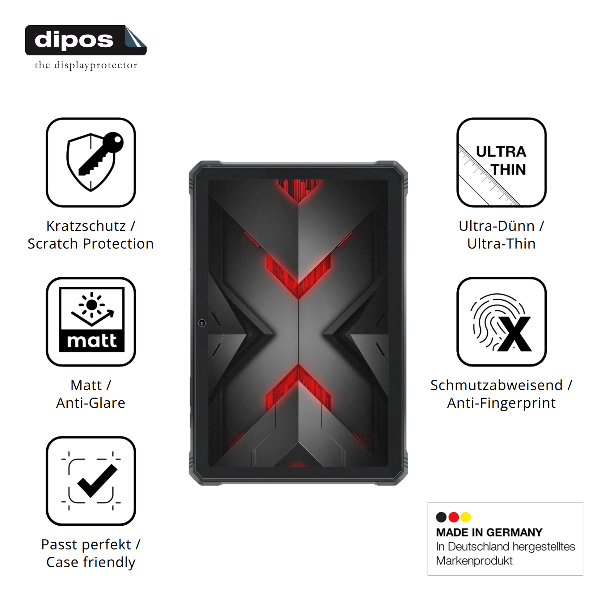 Displayschutz hergestellt in Deutschland, höchste Qualität made in Germany
