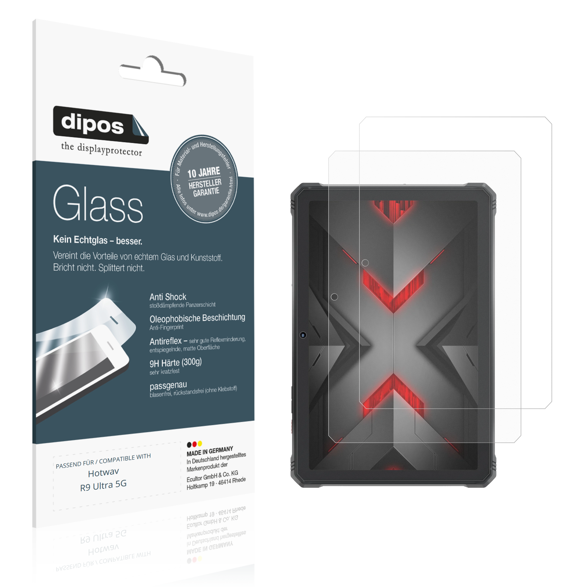 Matte Displayschutzfolie von dipos passend für Hotwav R9 Ultra 5G, 9H kratzfest und blasenfrei montiert