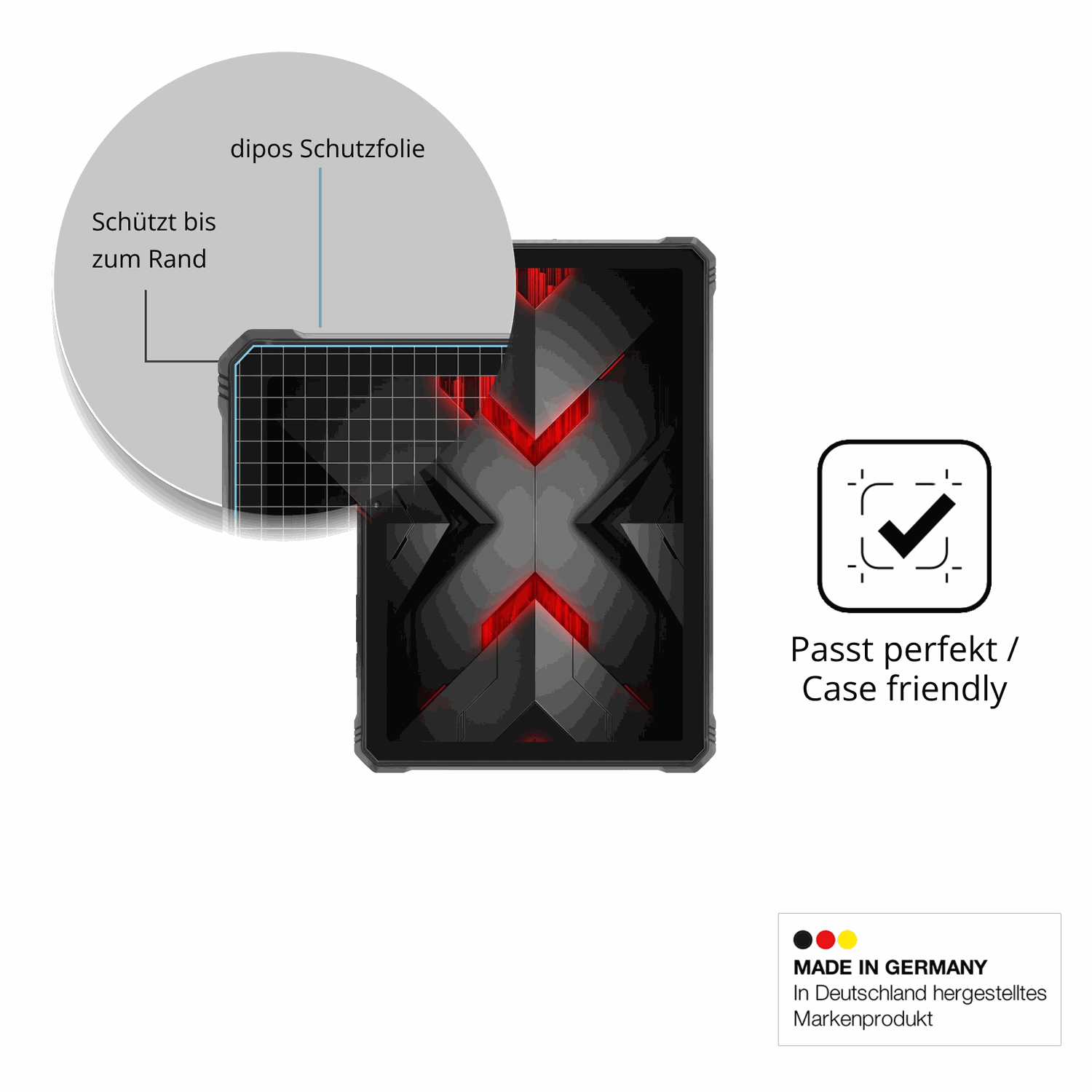 Besonders flexibler Displayschutz mit Anti-Shock-Schicht im Materialmix