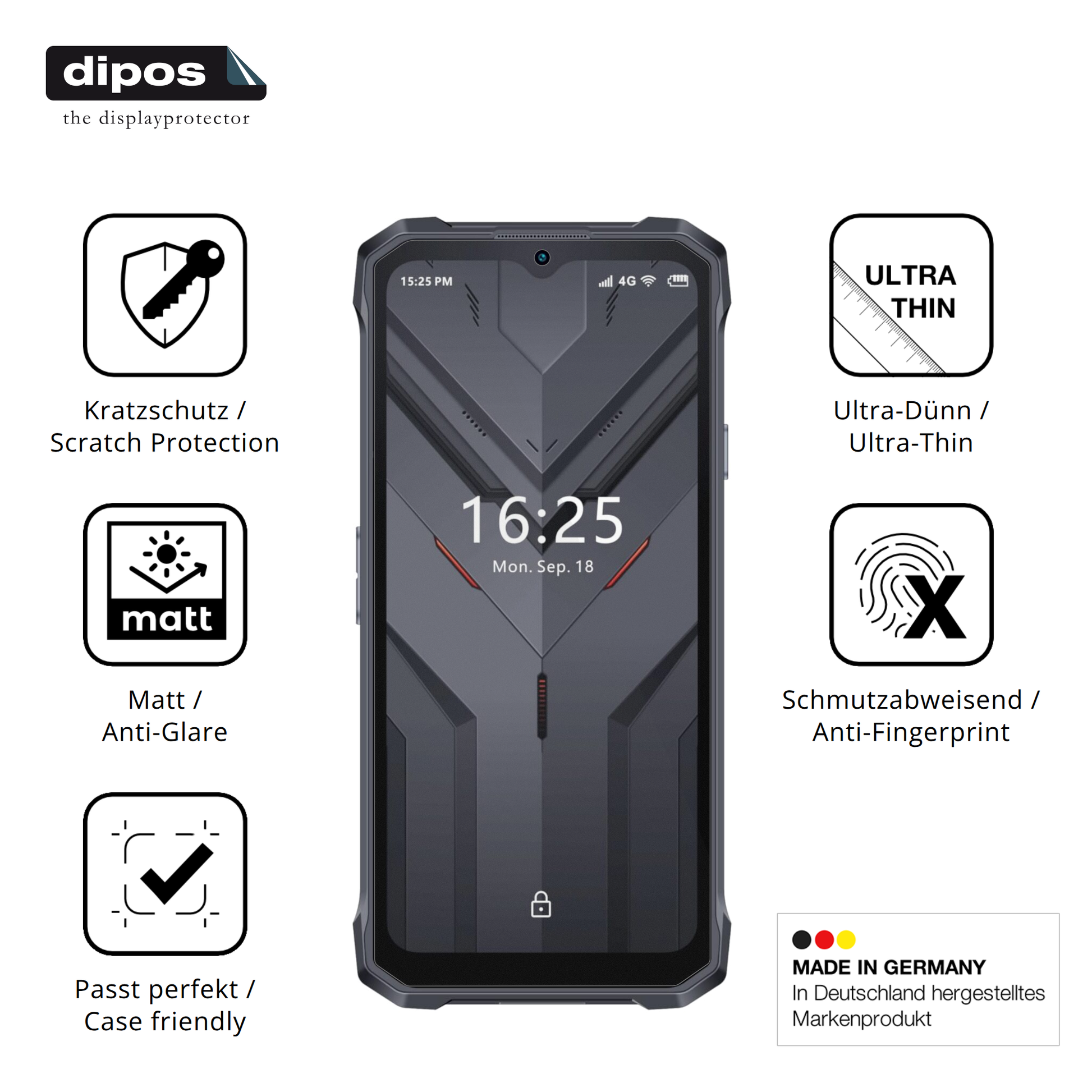 Displayschutz hergestellt in Deutschland, höchste Qualität made in Germany