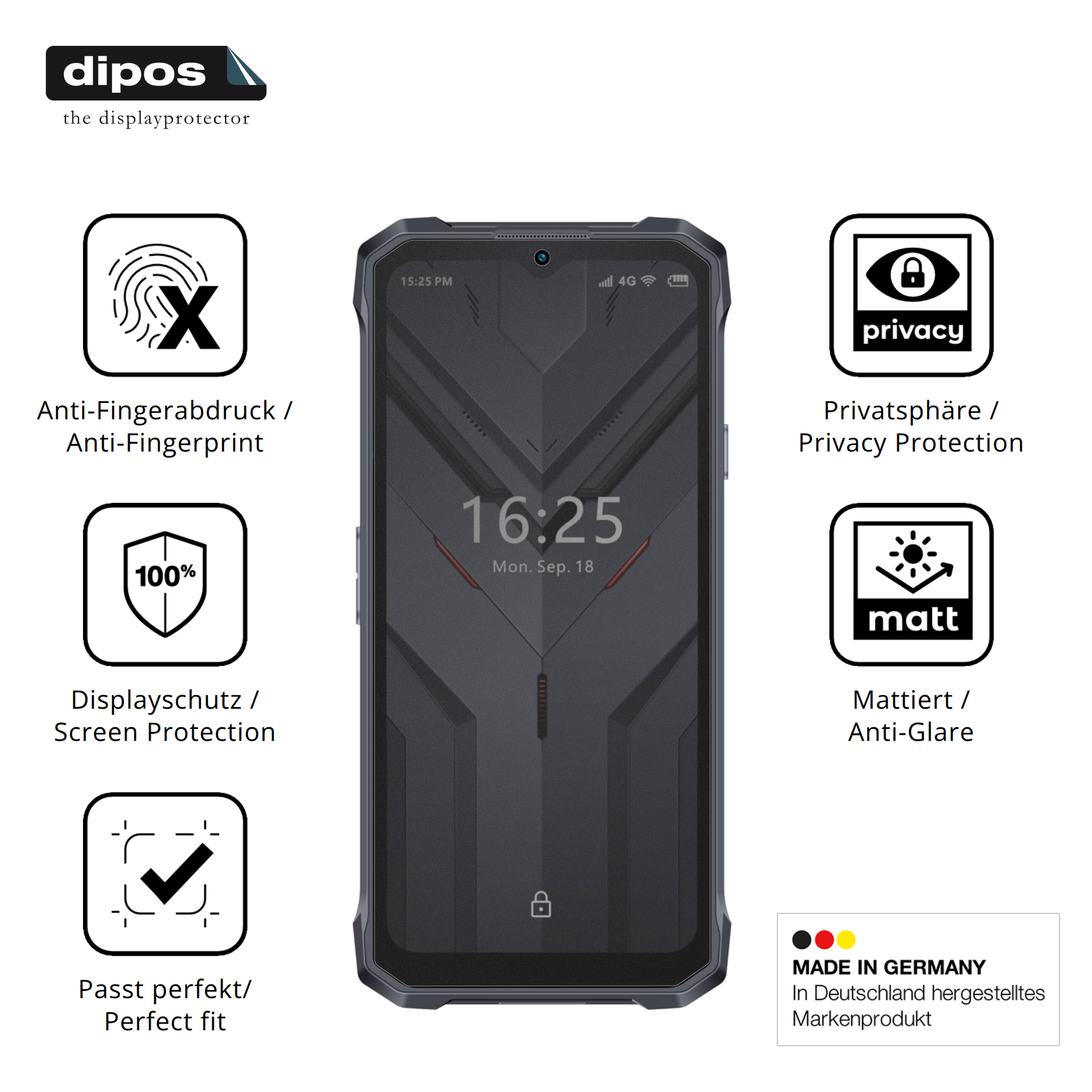 Privatsphäre-Schutz durch Sichtschutz-Folie passend zugeschnitten für Hotwav T7S