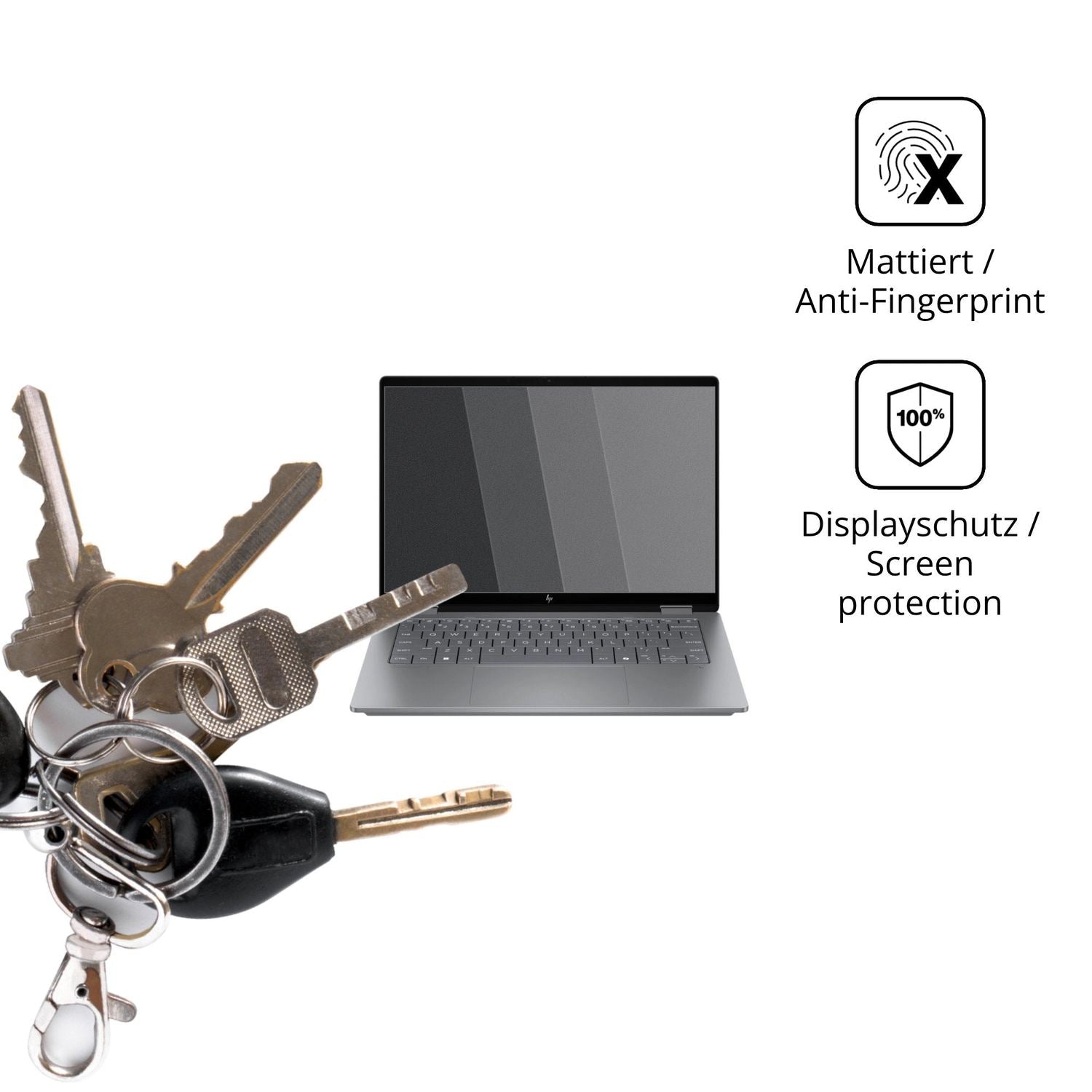 dipos Displayschutz für HP OmniBook X Flip 14-fk0773ng, mattierte Oberfläche, Blickschutzfilter und perfekter Passform