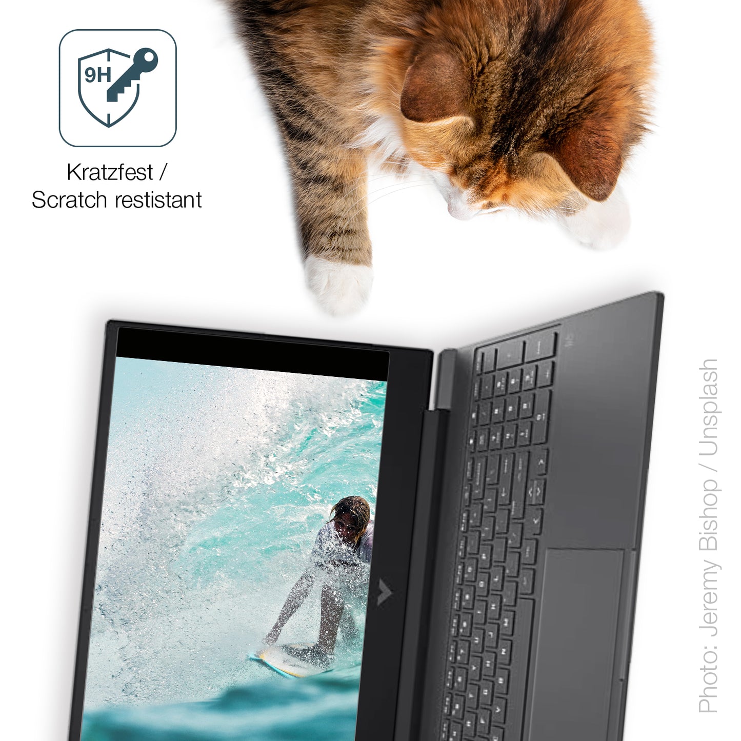 dipos Displayschutz für HP Victus Gaming Laptop, transparente Oberfläche, perfekte Passform auch für die Rundungen