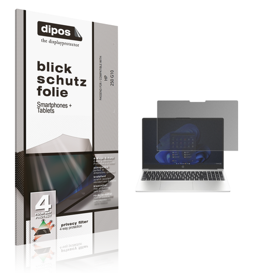 Blickschutzfolie von dipos passend für HP 250 G10, präziser Zuschnitt und blasenfrei montiert