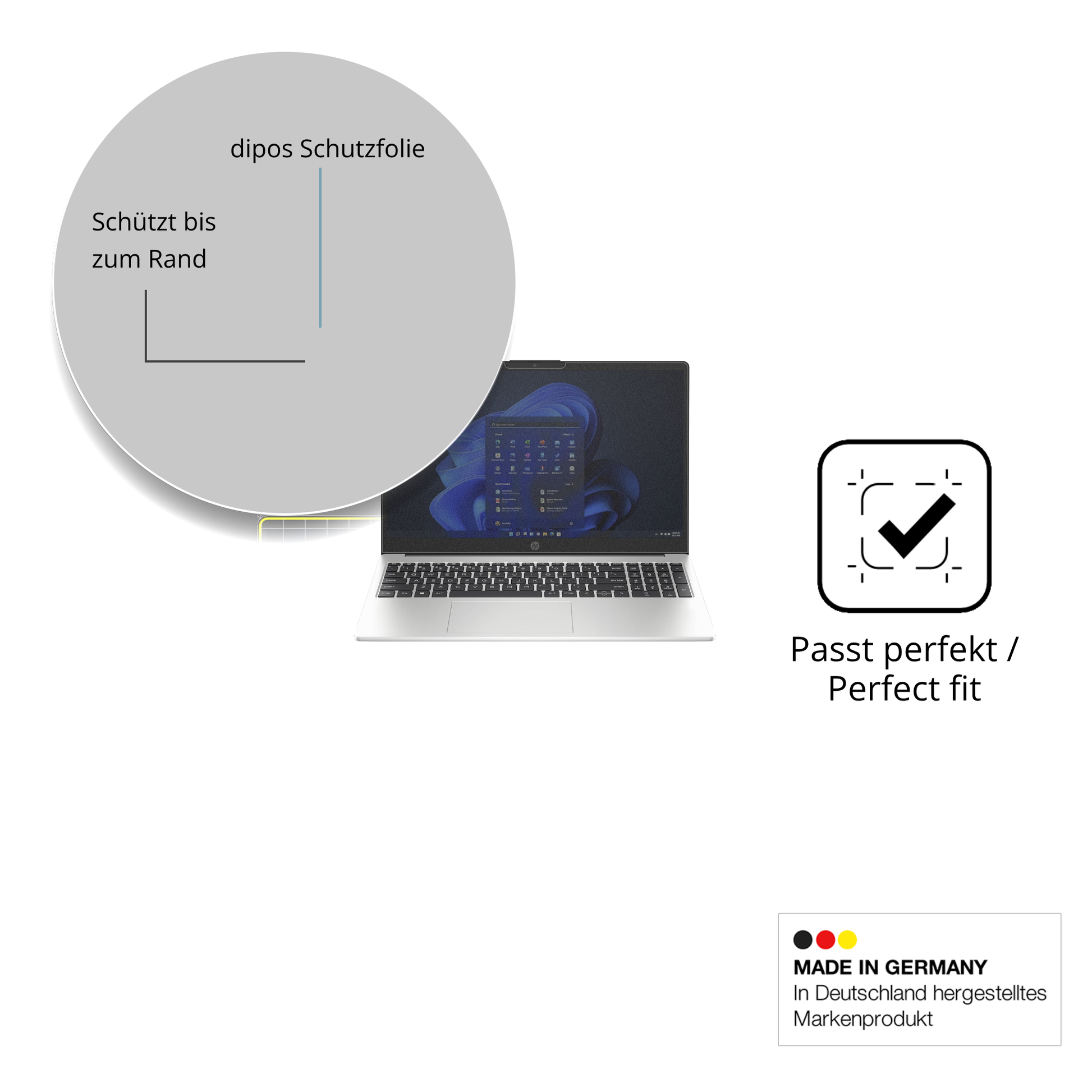 Schutz gegen Kratzer auf dem HP 250 G10 Glas durch Schlüssel oder Ähnliches