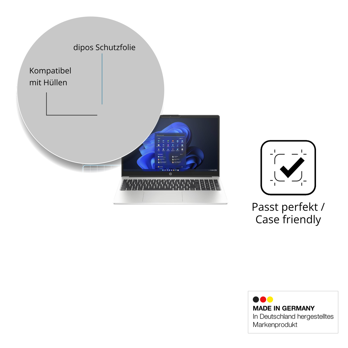 Schutzfolie mit optimaler Passform, zur Verwendung mit Hüllen geeignet
