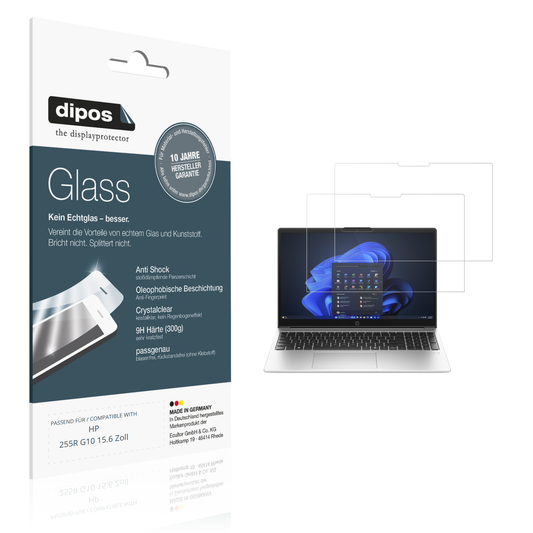 Klare Displayschutzfolie von dipos passend für HP 255R G10 15.6 Zoll, 9H kratzfest und blasenfrei montiert