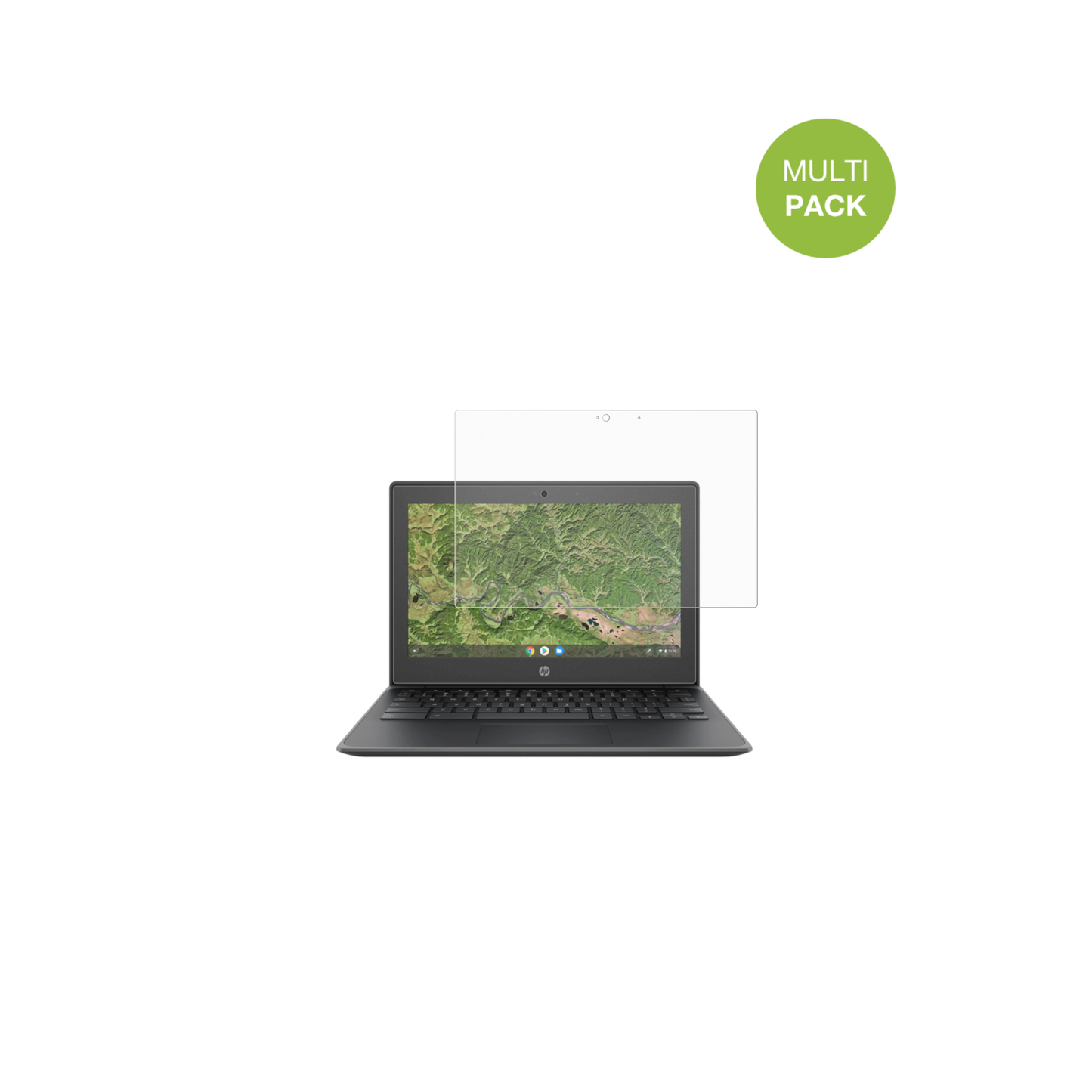 HPChromebook 11A G8EE mit aufgebrachter dipos Displayschutzfolie, die lästige Fingerabdrücke minimiert