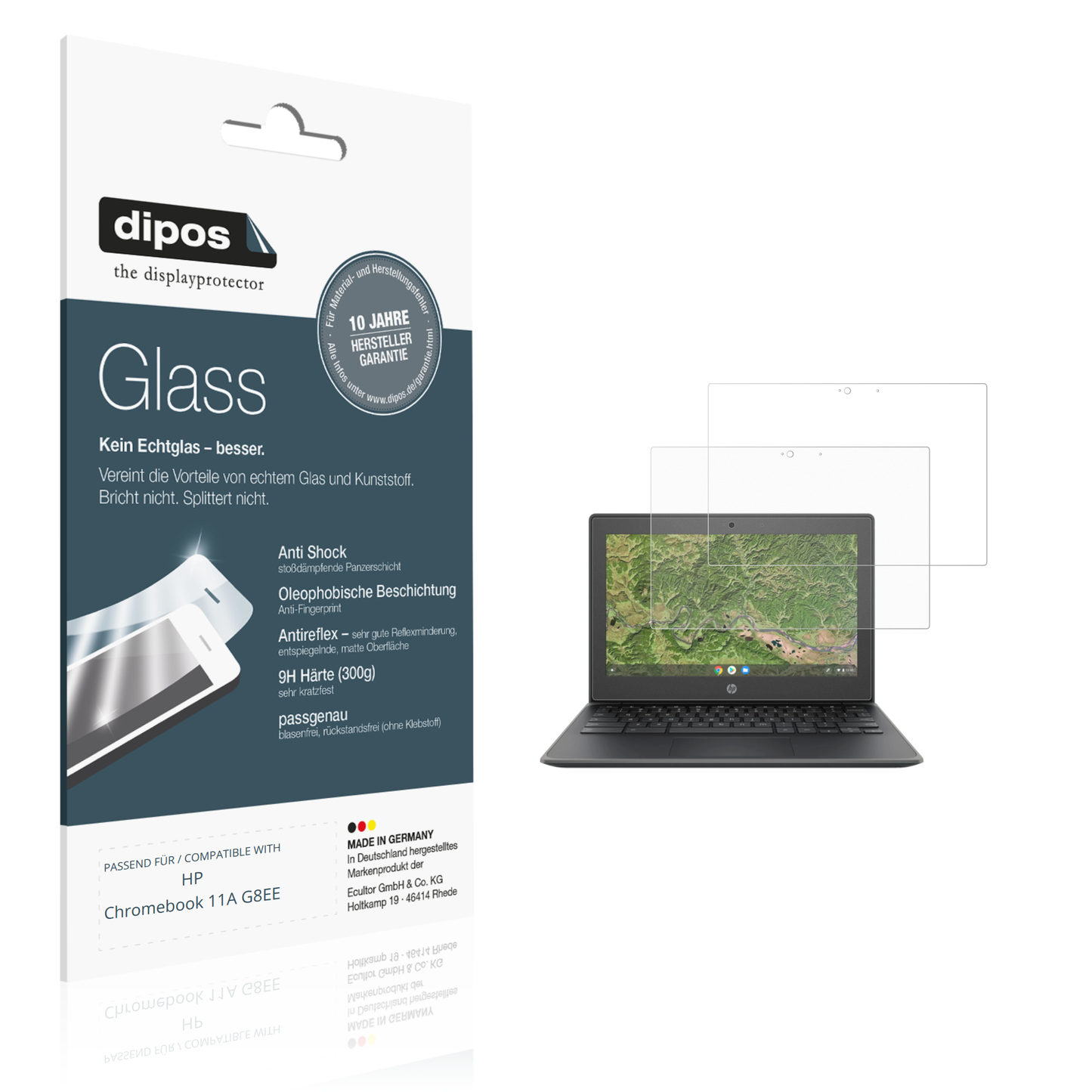 Matte Displayschutzfolie von dipos passend für HP Chromebook 11A G8EE, 9H kratzfest und blasenfrei montiert