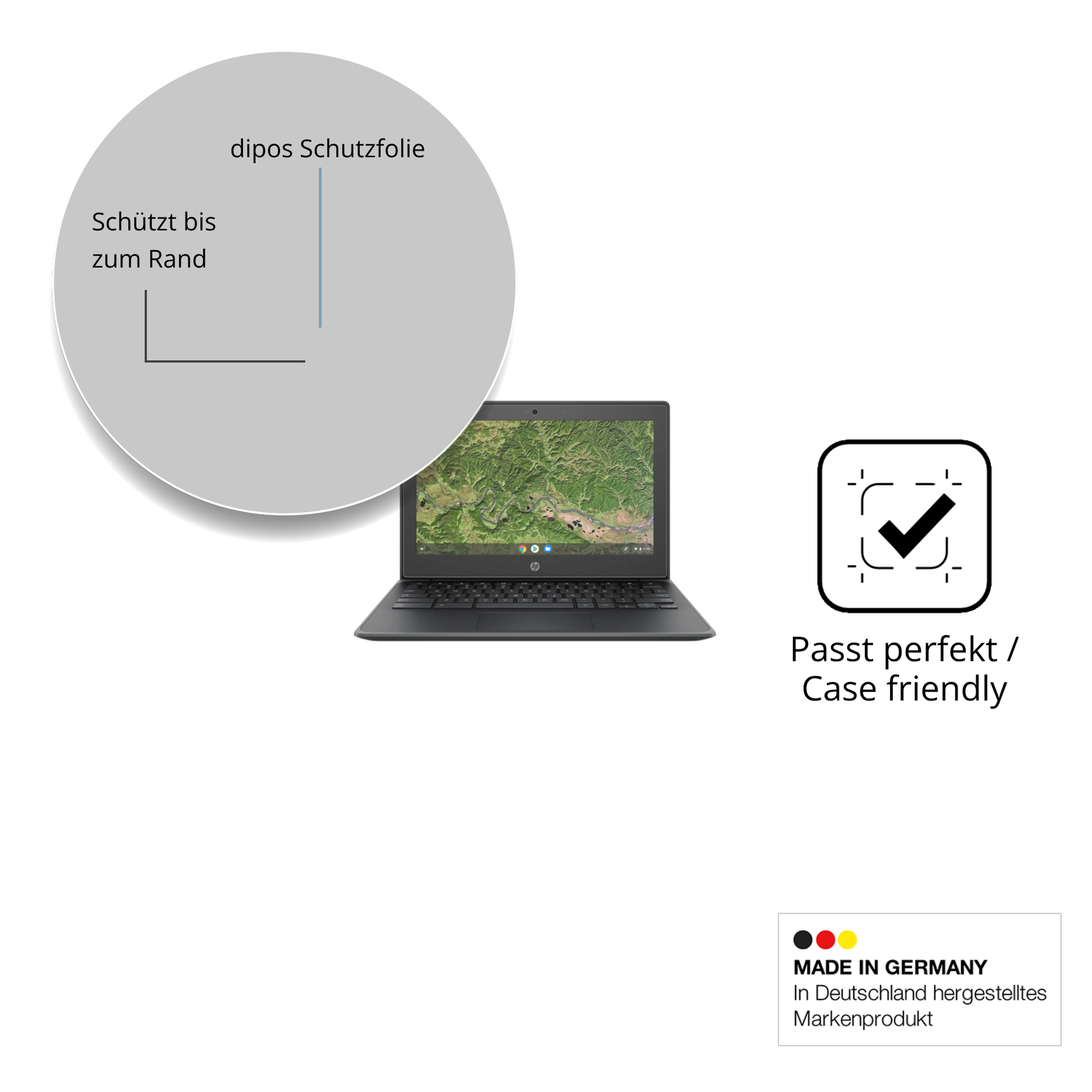 Schutzglasfolie mit optimaler Passform, zur Verwendung mit Hüllen geeignet