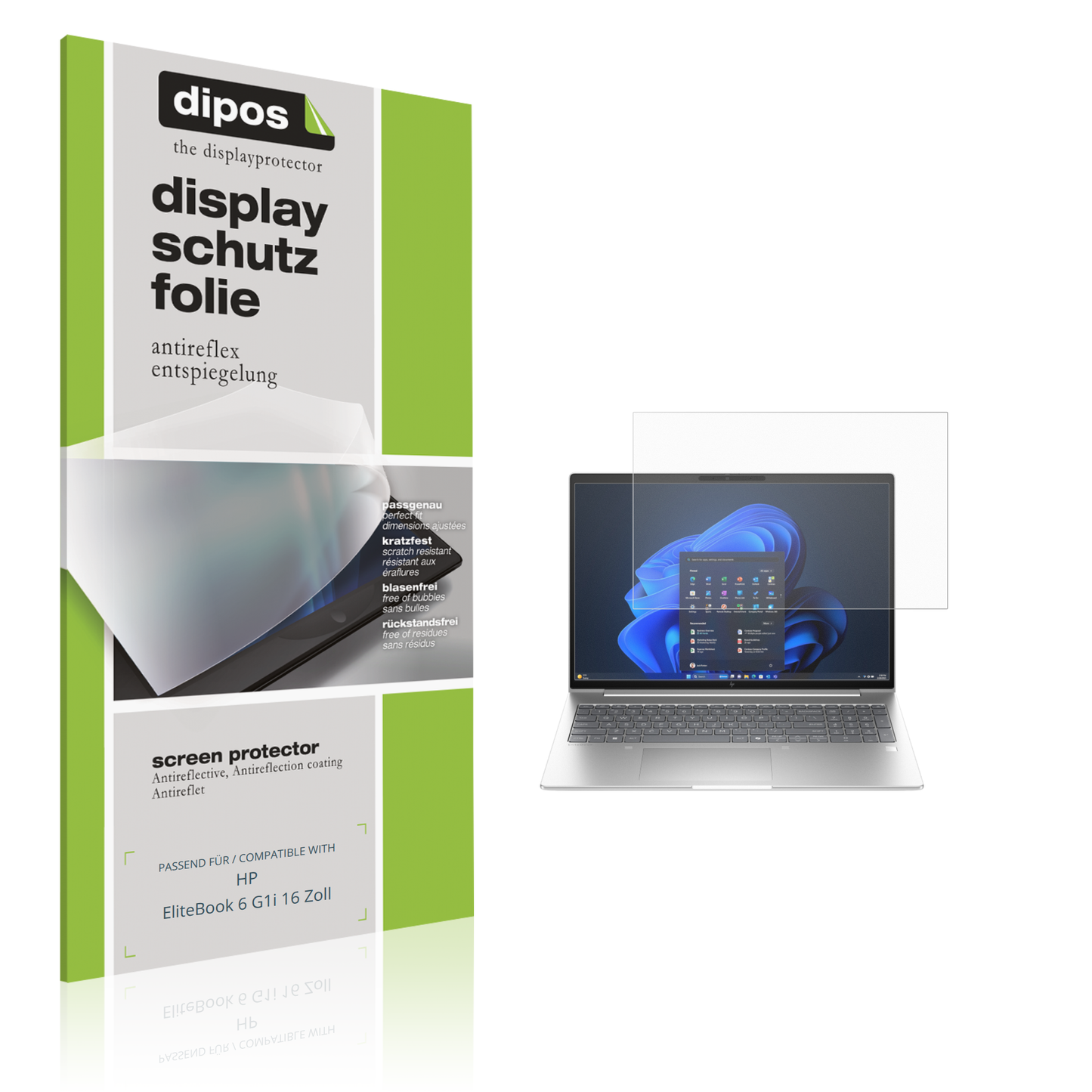 2x Schutzfolie matt für HP EliteBook 6 G1i 16 Zoll Display-Schutzfolie